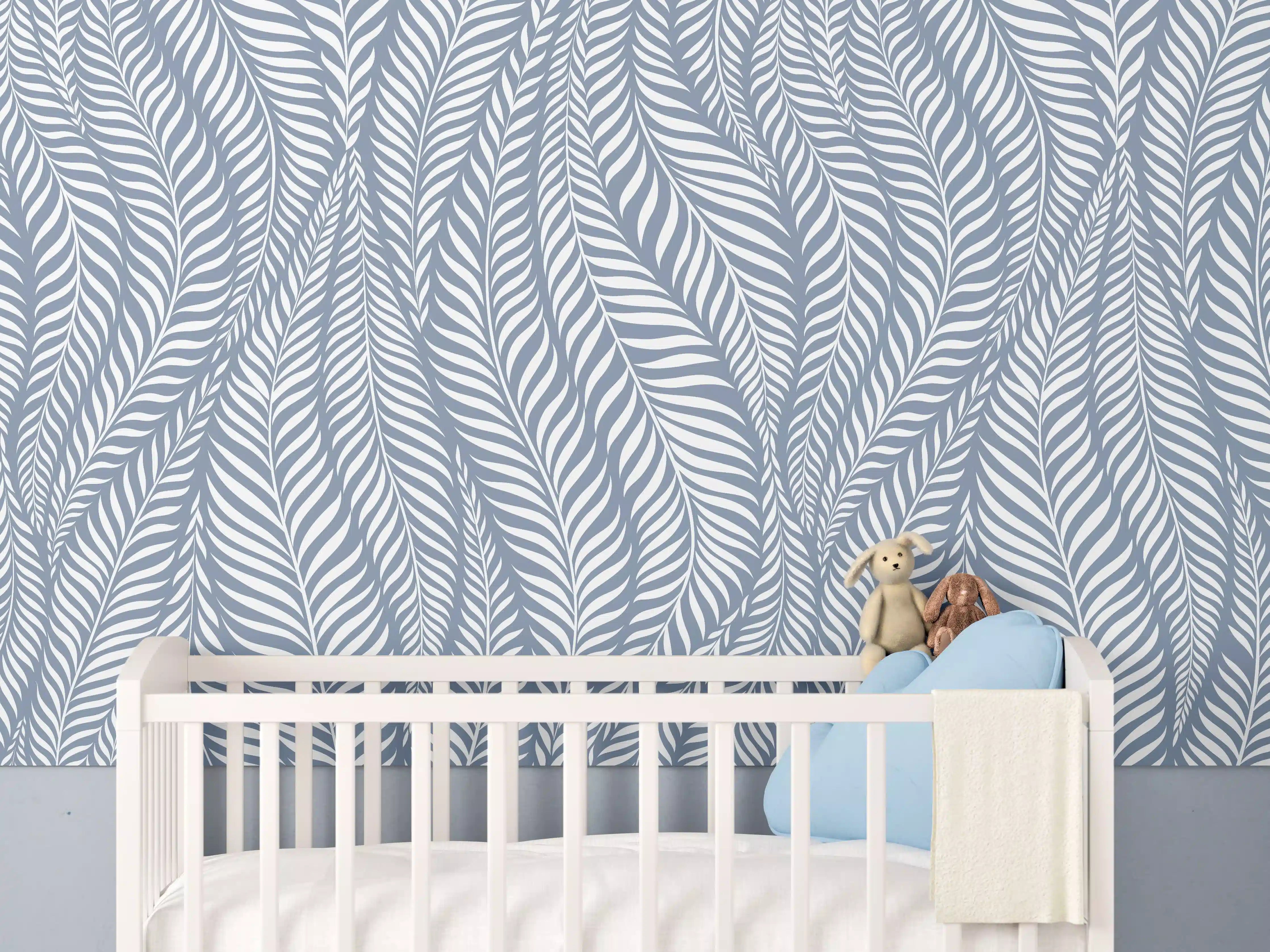 Babyzimmer Wandgestaltung - Blau-weiße Wellenmuster-Textur
