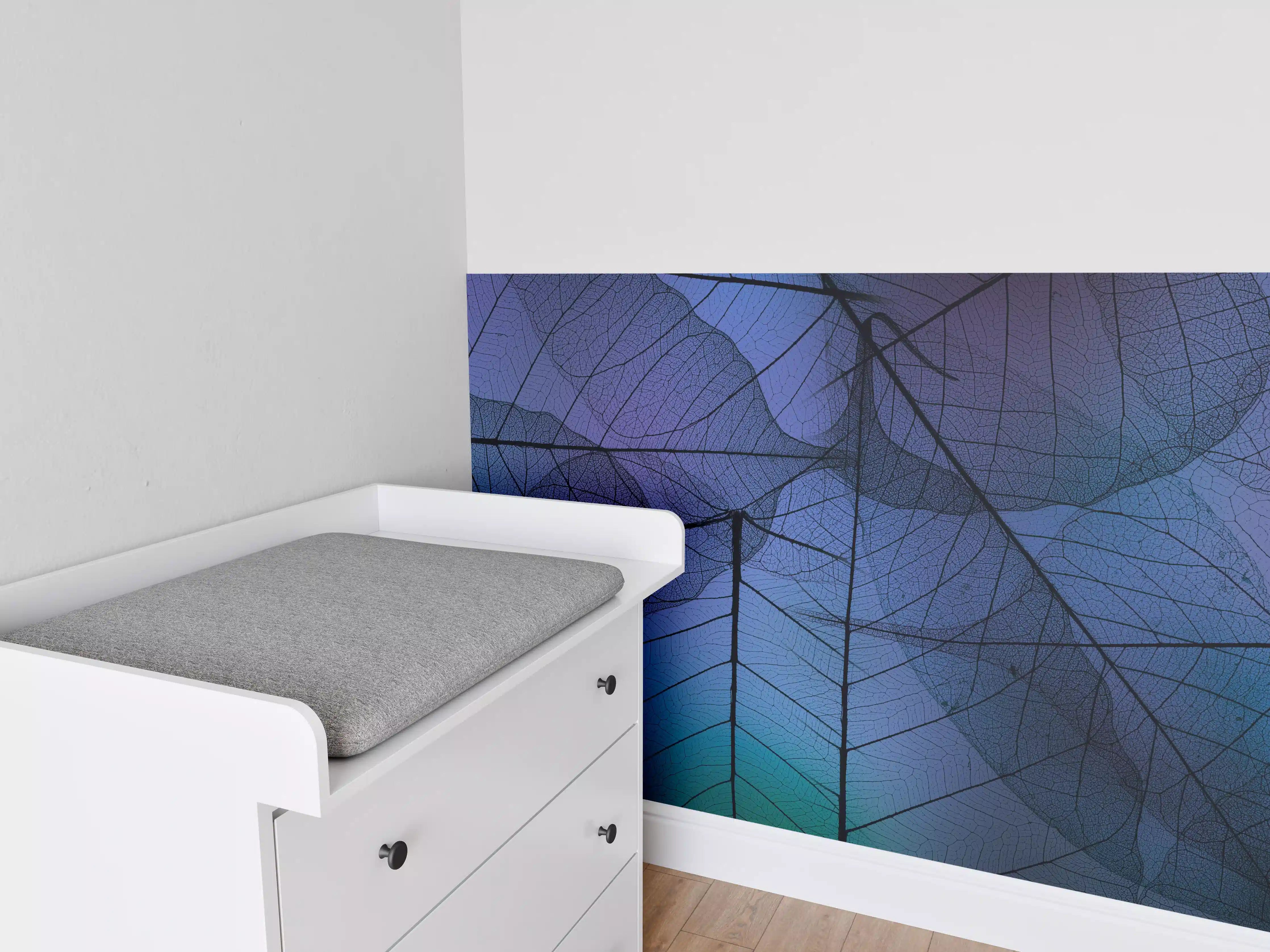Babyzimmer Wandgestaltung - Blaue Blattadern Textur Makro