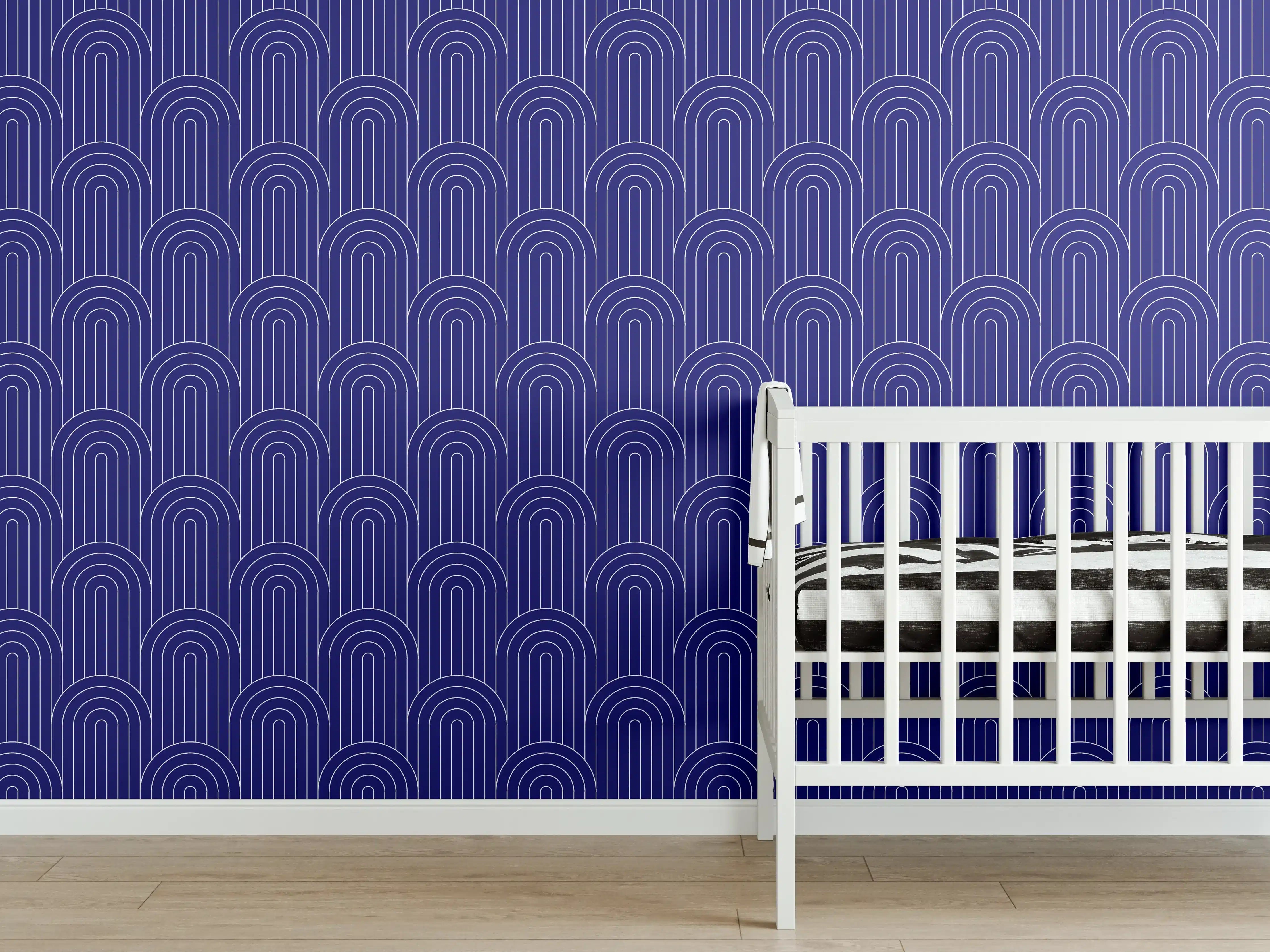 Babyzimmer Wandgestaltung - Blaue Fliesen mit goldenen Akzenten
