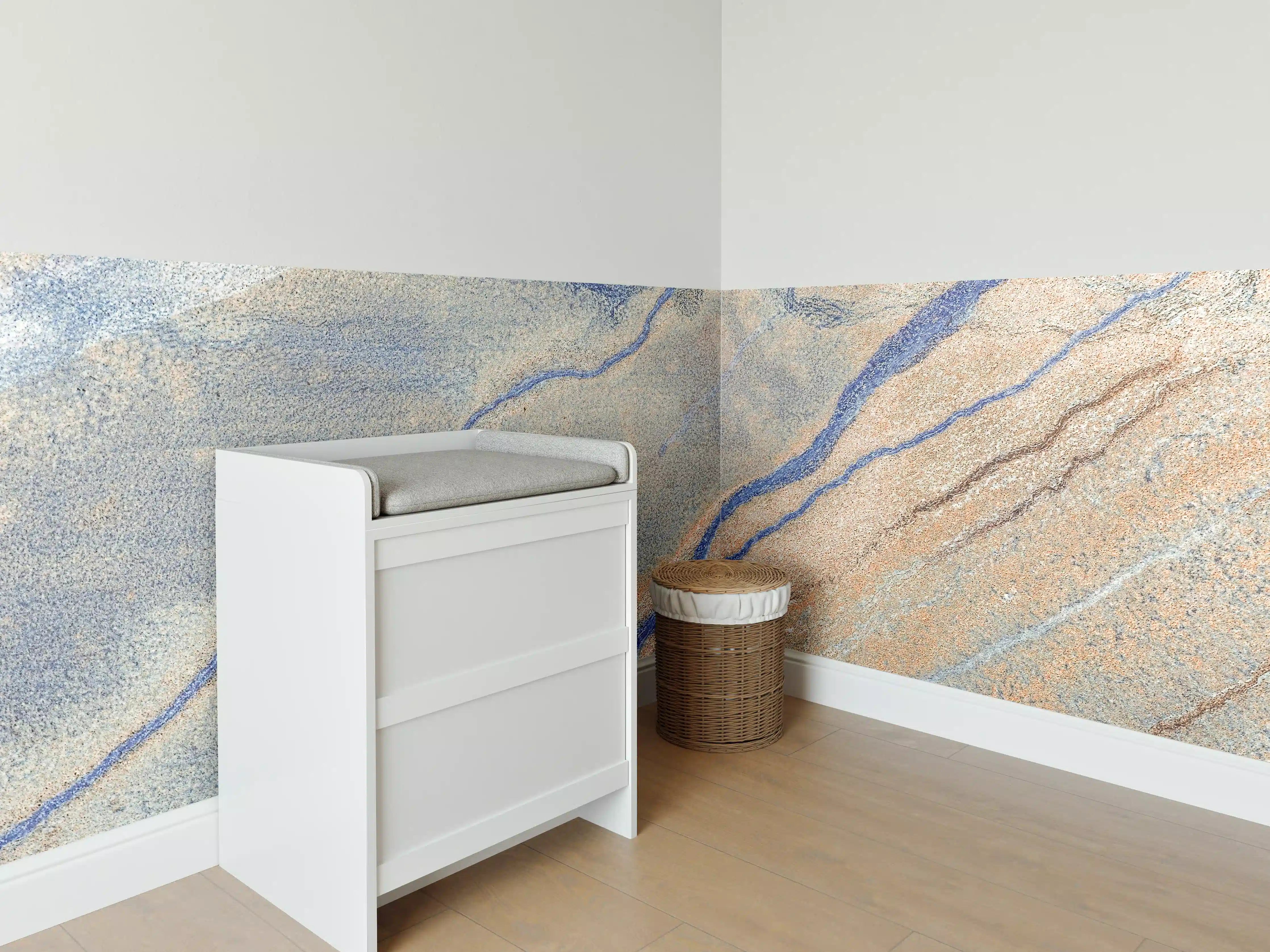 Babyzimmer Wandgestaltung - Blaue Flusslandschaft aus der Luft