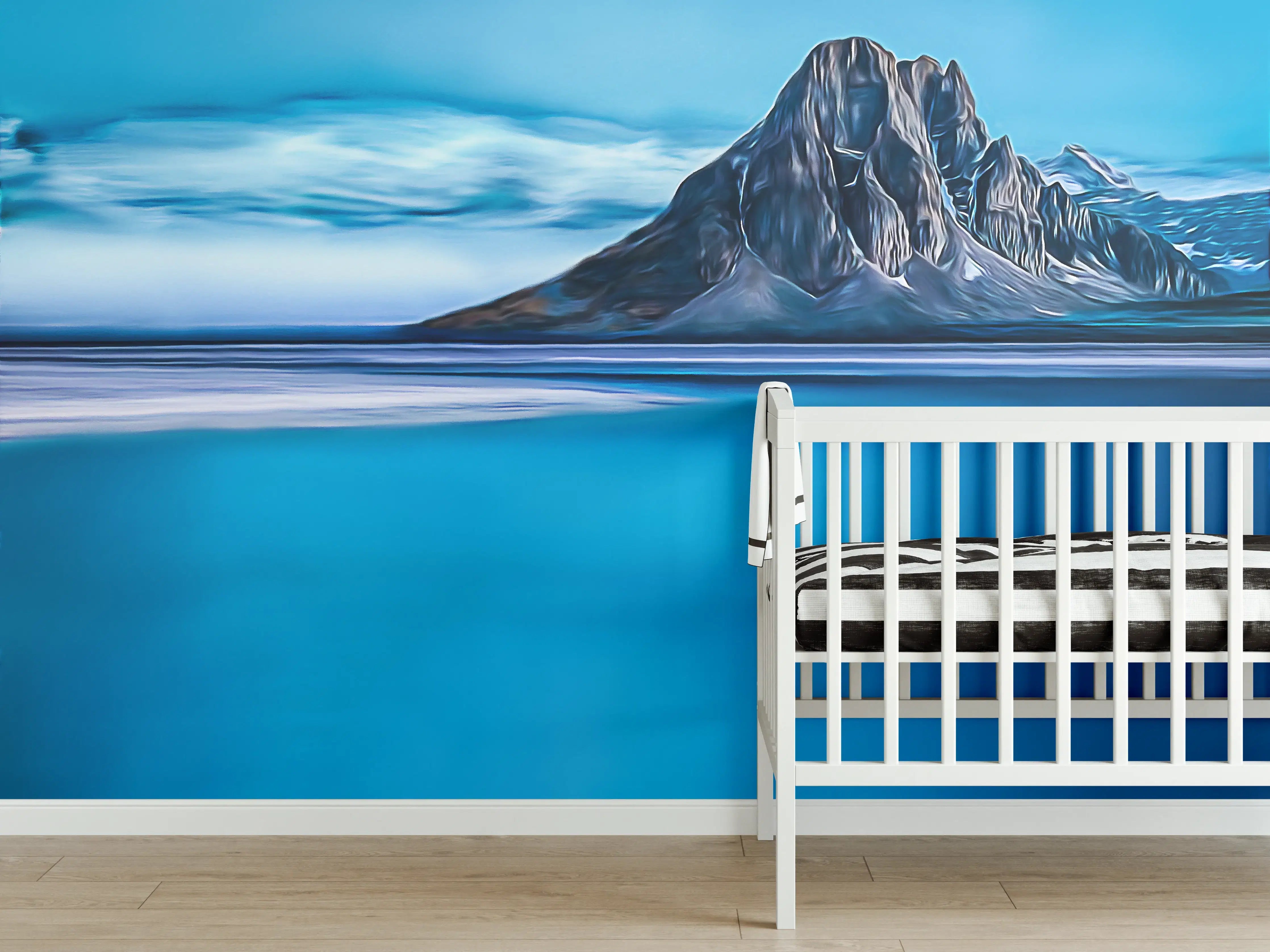 Babyzimmer Wandgestaltung - Blaue Gletscherlandschaft