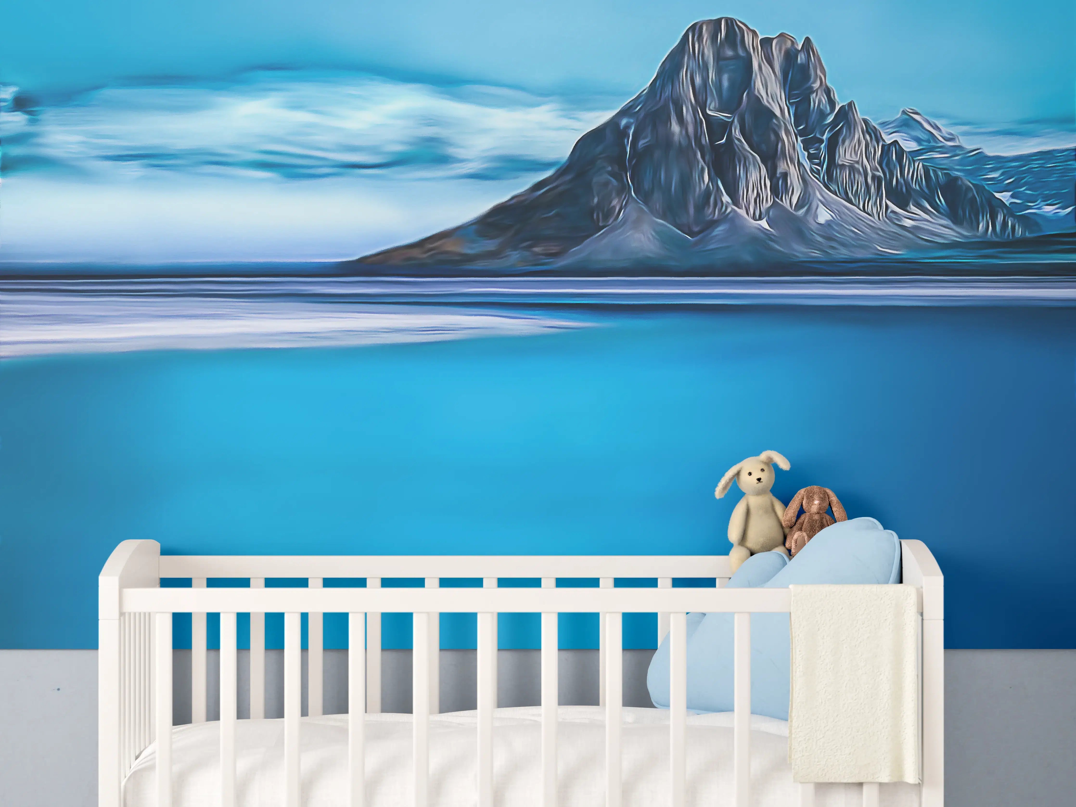 Babyzimmer Wandgestaltung - Blaue Gletscherlandschaft