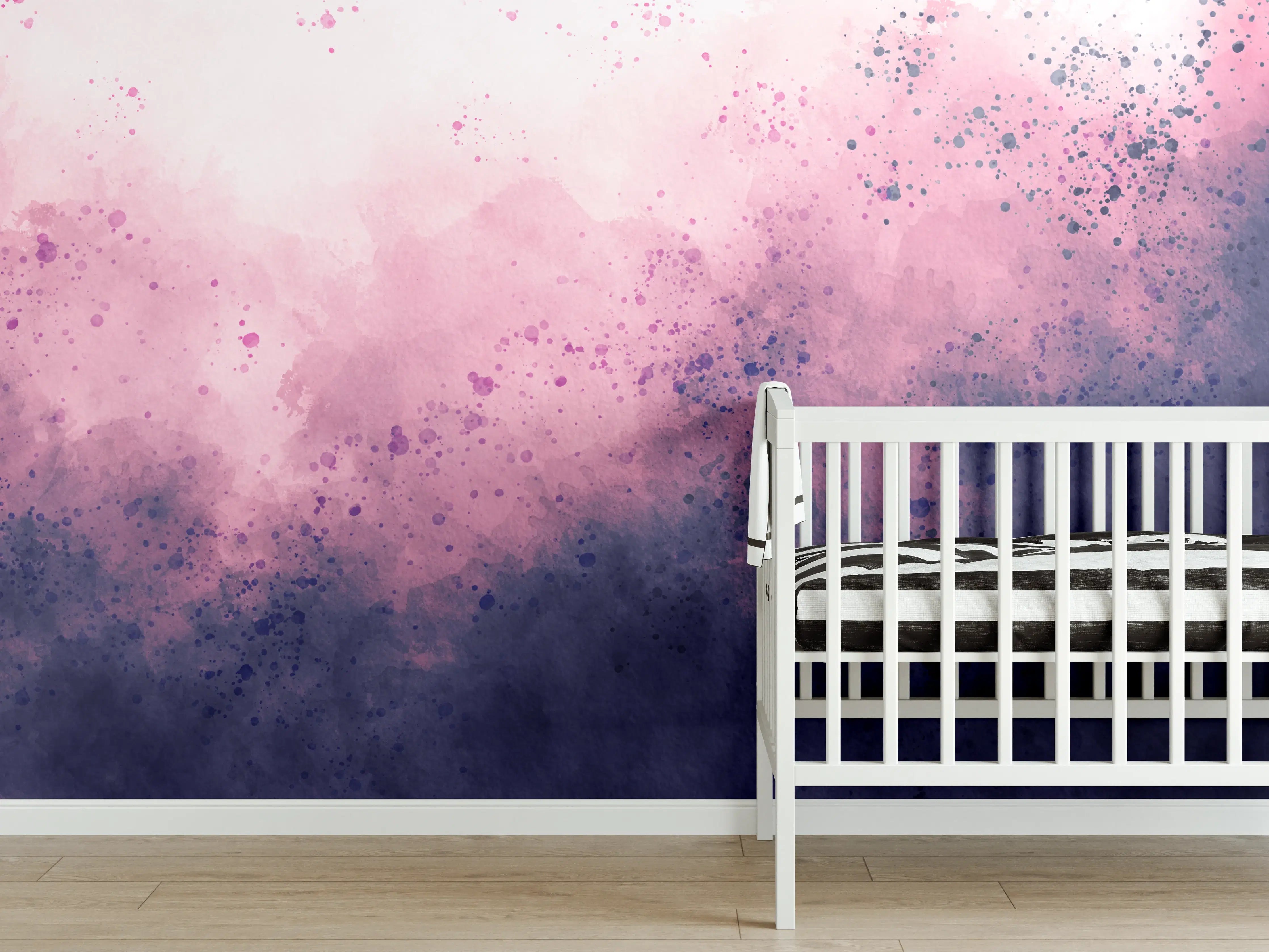 Babyzimmer Wandgestaltung - Blaue Lila Aquarell Himmel Textur
