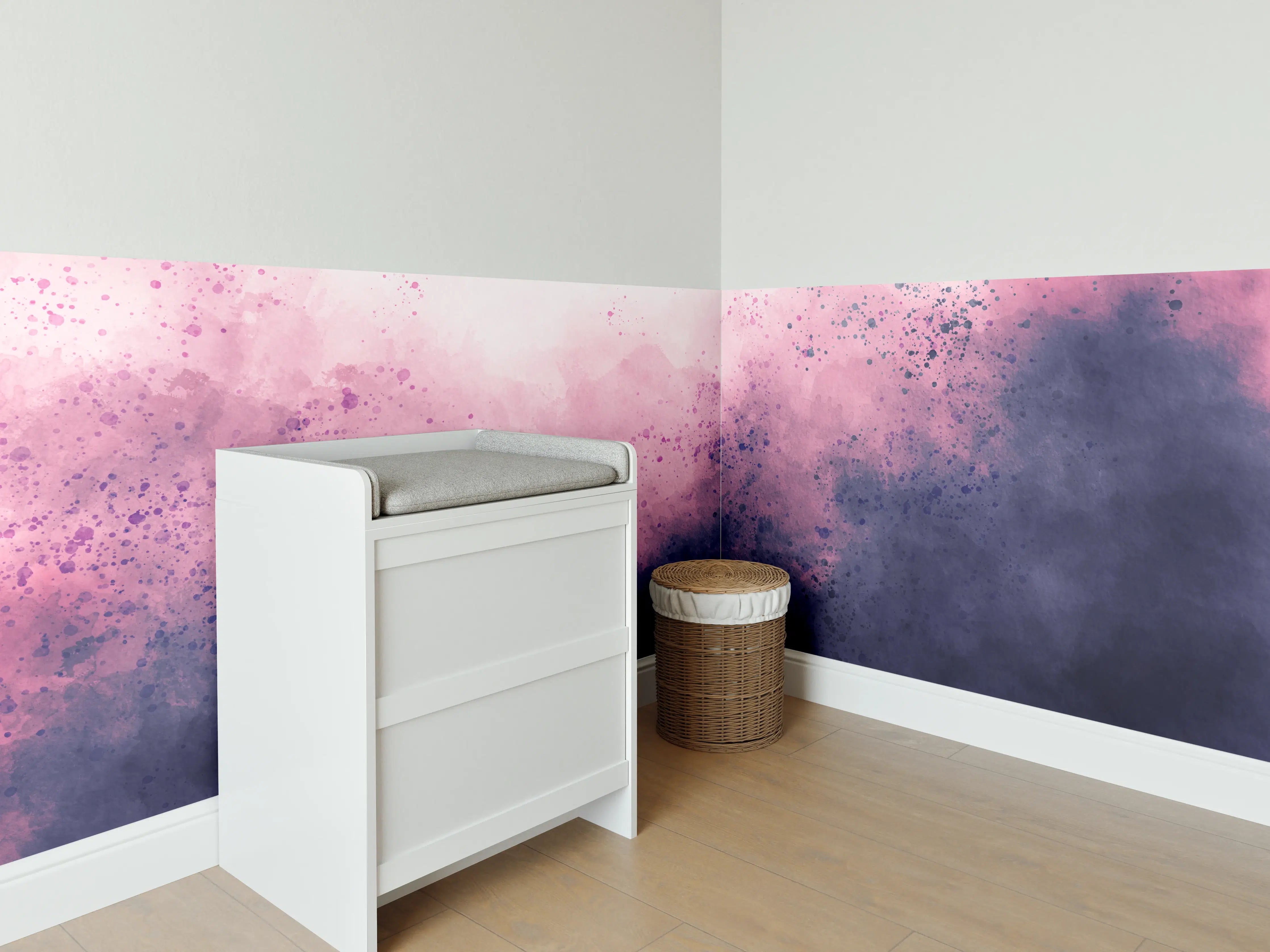 Babyzimmer Wandgestaltung - Blaue Lila Aquarell Himmel Textur