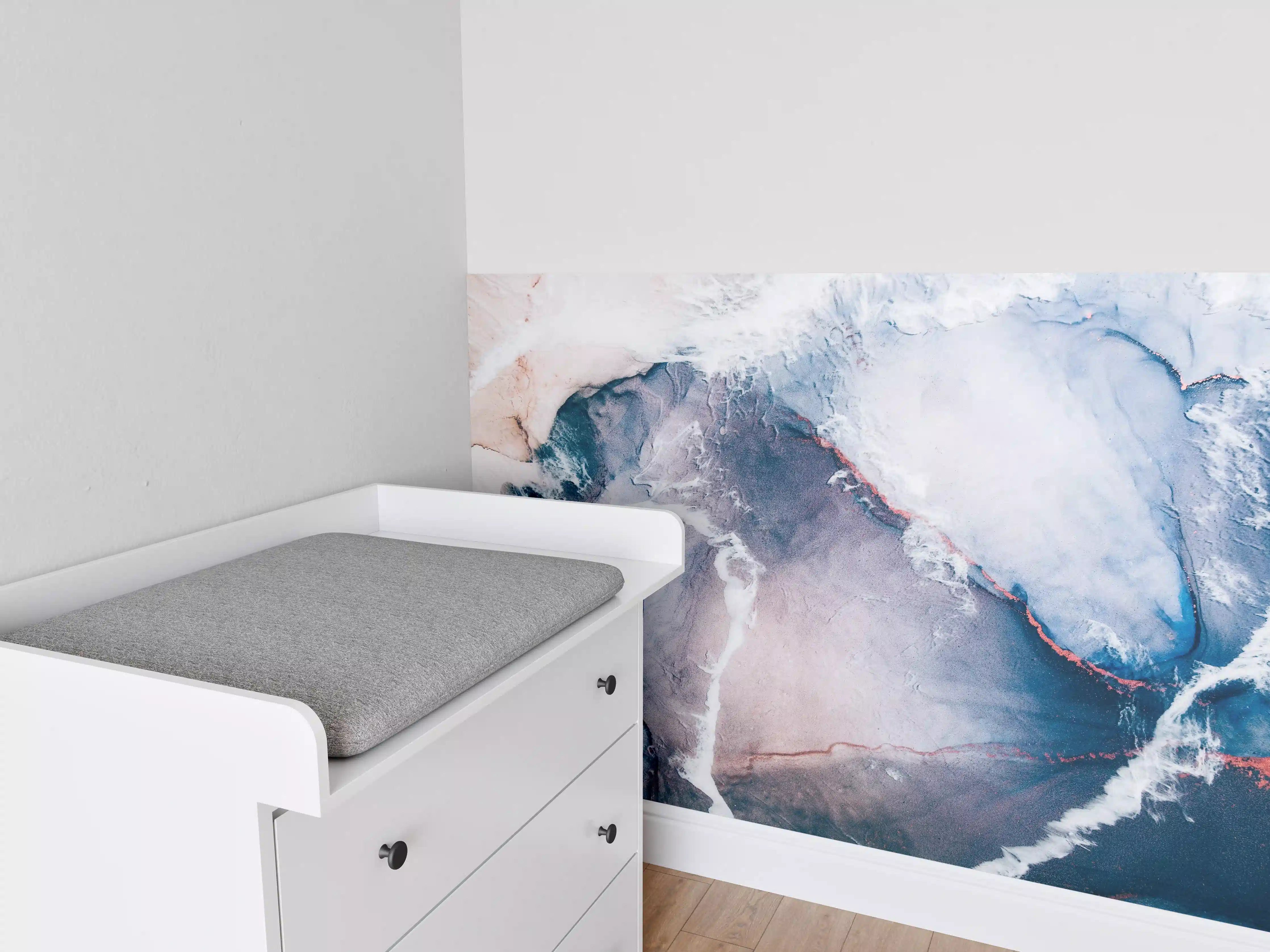 Babyzimmer Wandgestaltung - Blaue Marmorwasser Textur