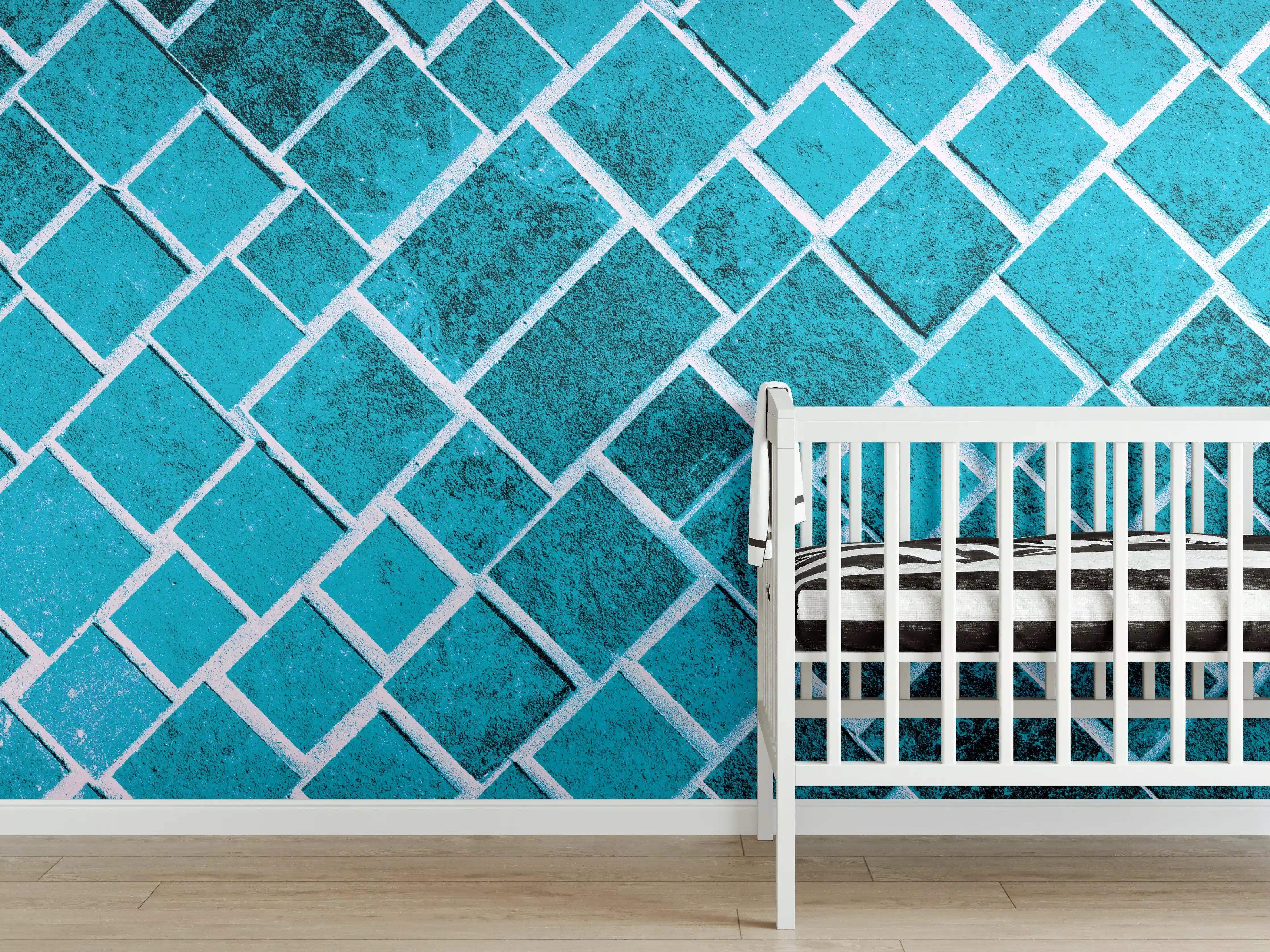 Babyzimmer Wandgestaltung - Blaue Mosaikfliesen mit Wasseroptik