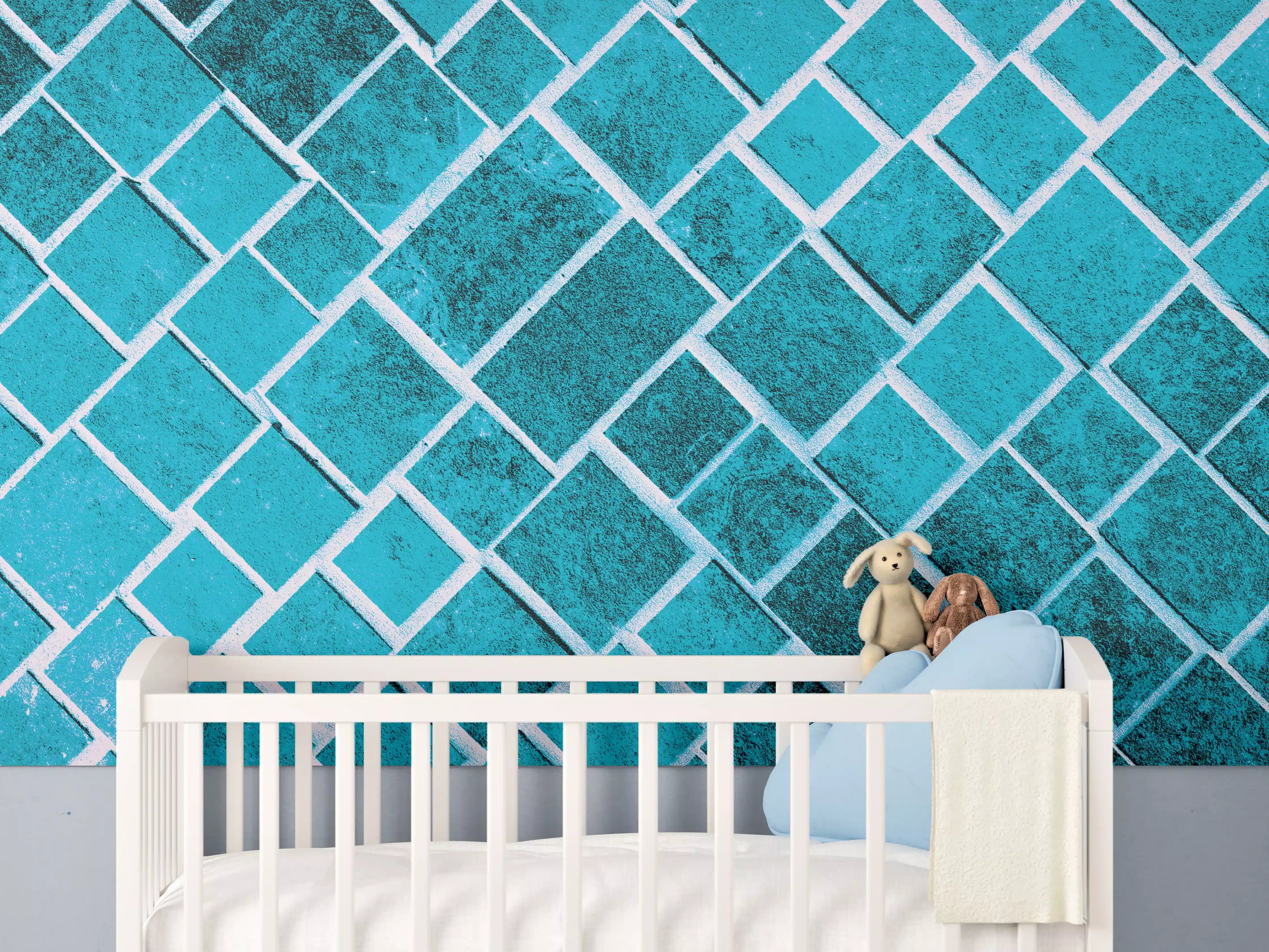 Babyzimmer Wandgestaltung - Blaue Mosaikfliesen mit Wasseroptik