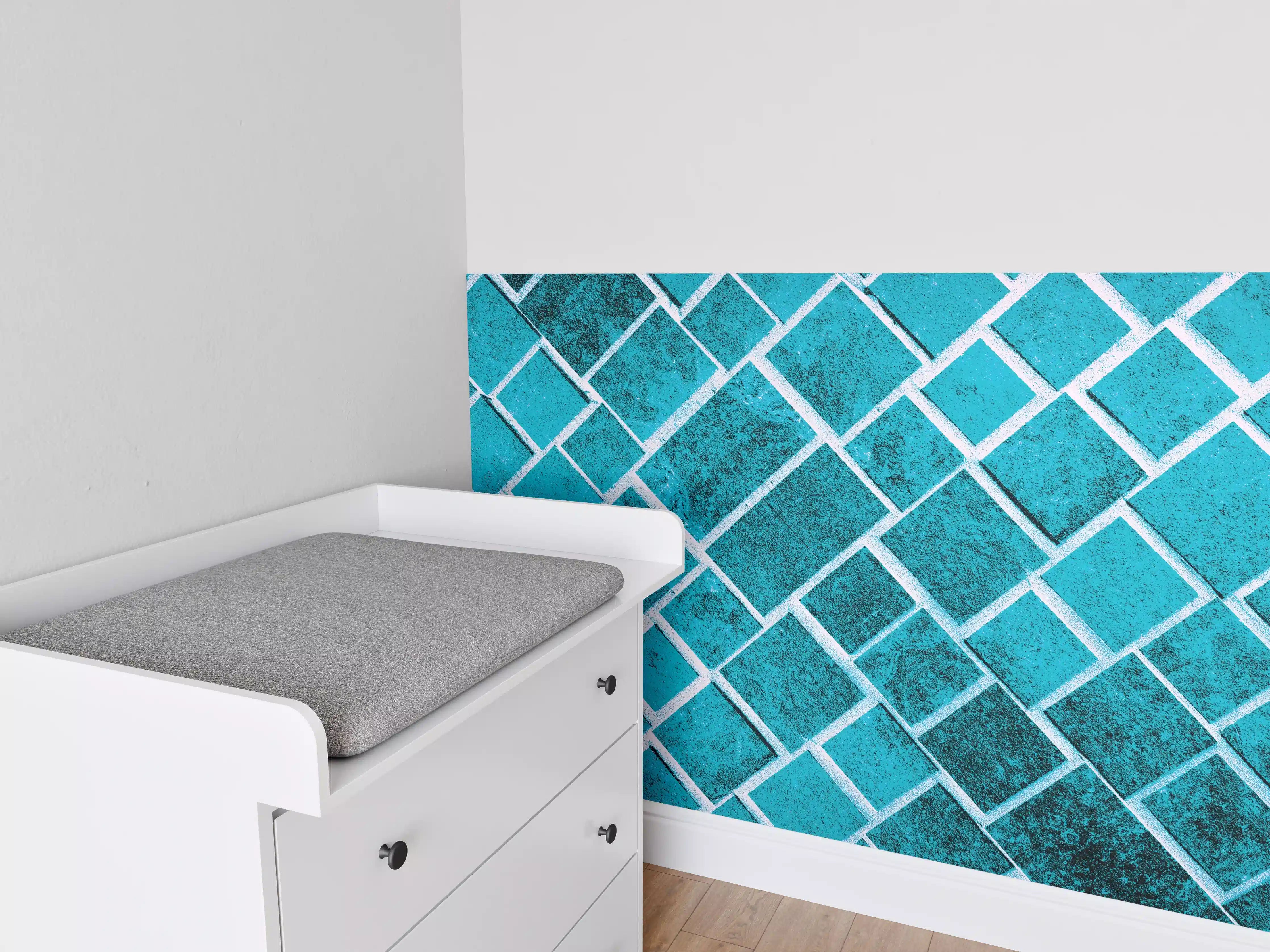 Babyzimmer Wandgestaltung - Blaue Mosaikfliesen mit Wasseroptik