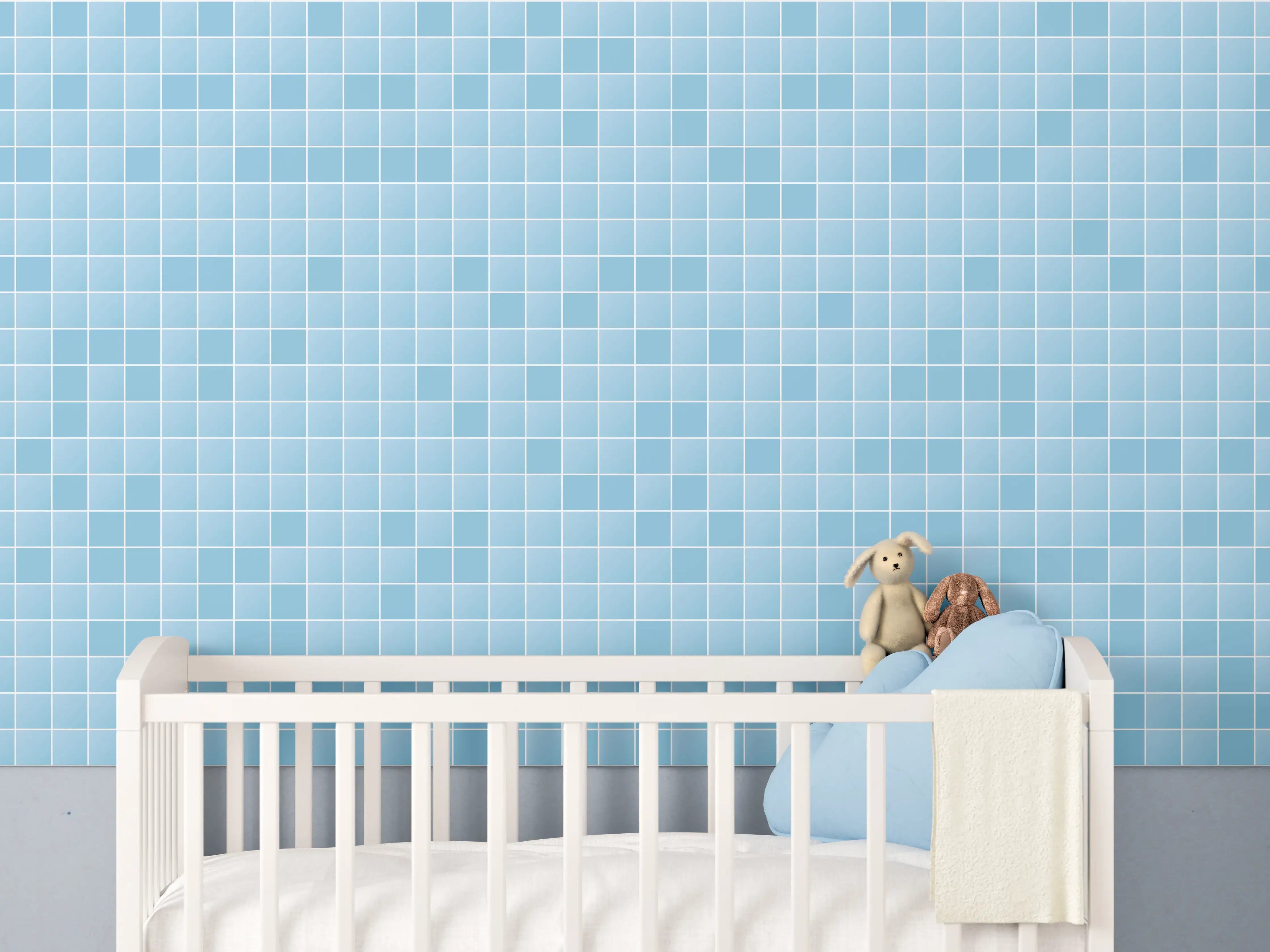 Babyzimmer Wandgestaltung - Blaue Musterstruktur