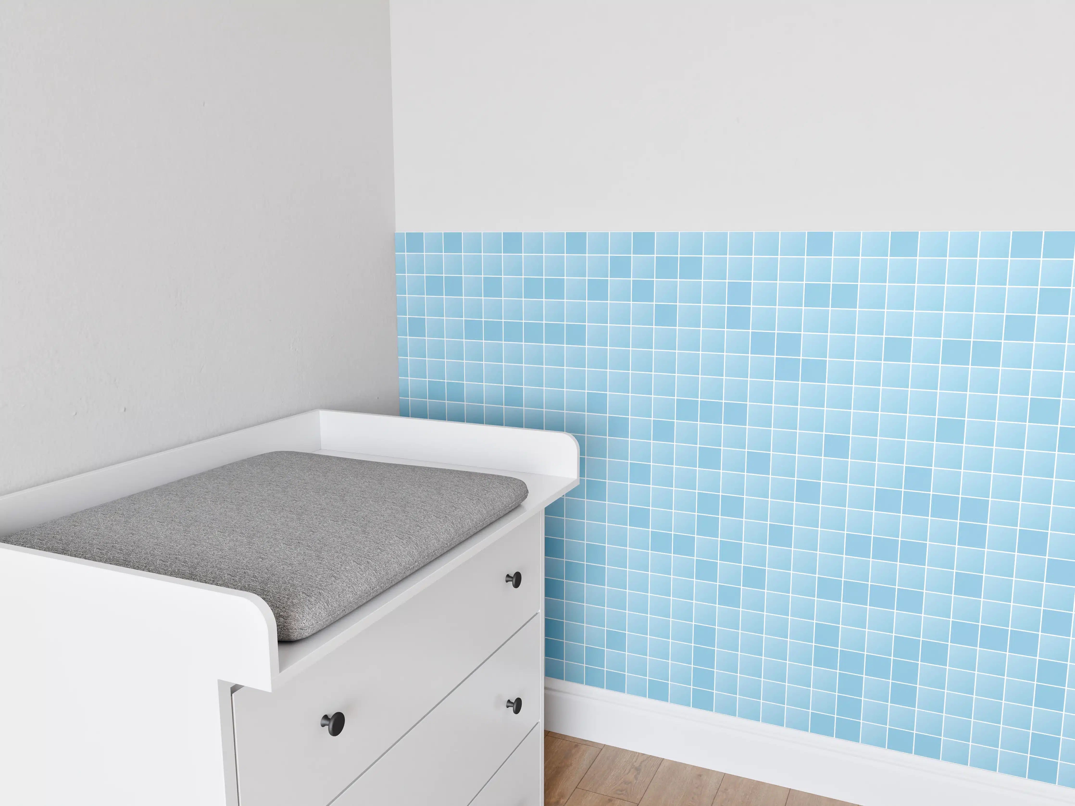Babyzimmer Wandgestaltung - Blaue Musterstruktur