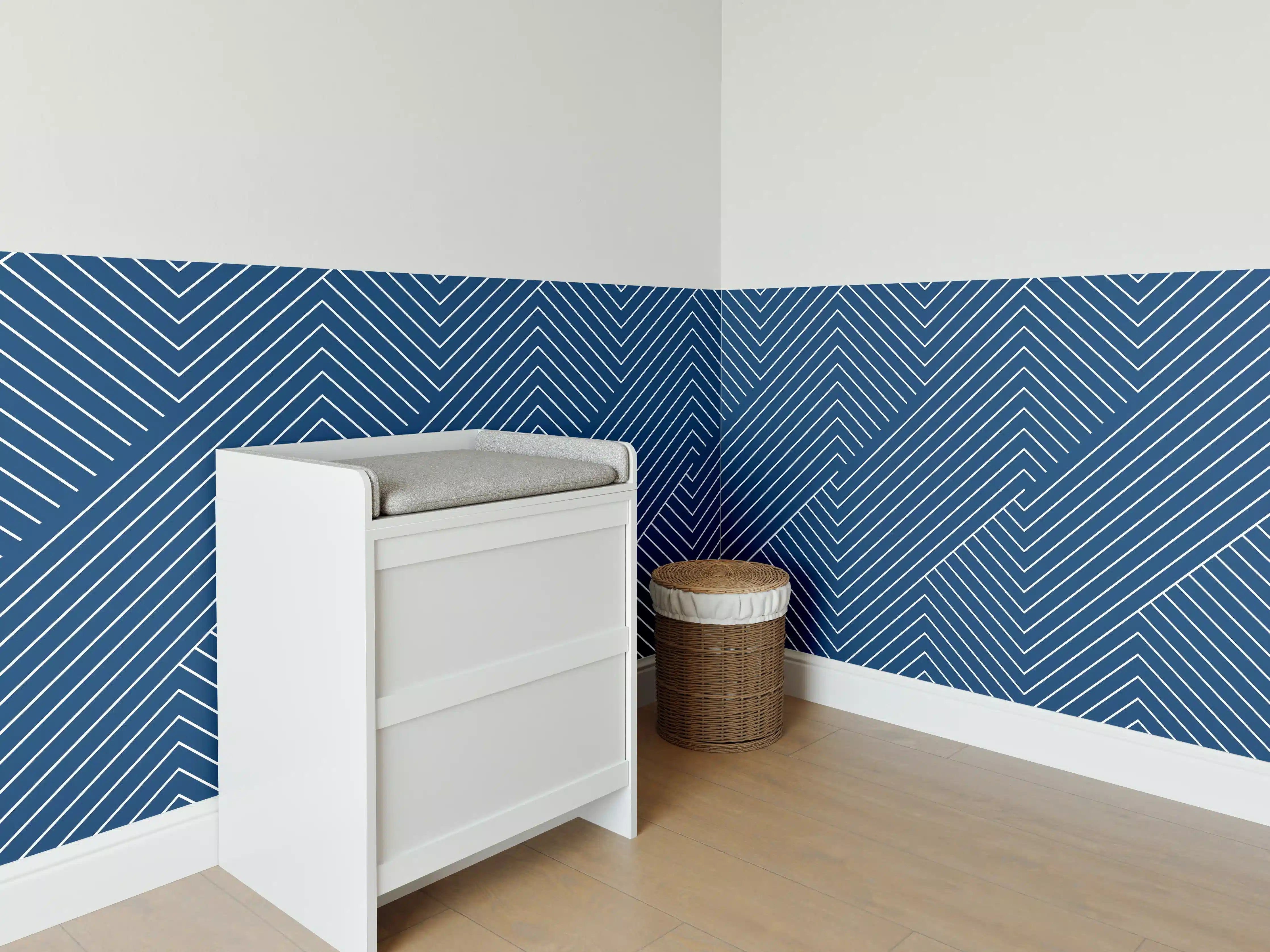 Babyzimmer Wandgestaltung - Blaue geometrische Wandgestaltung