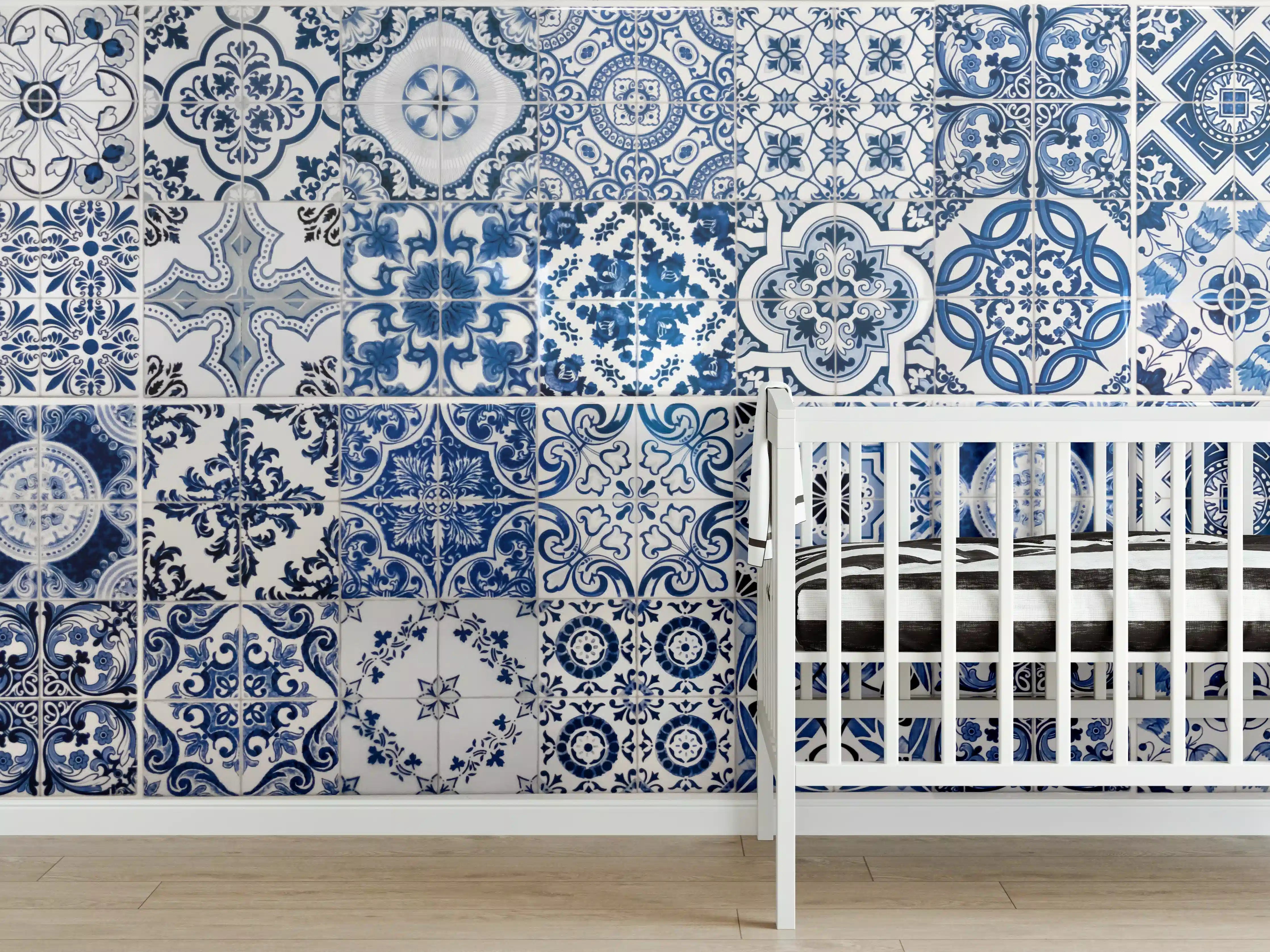 Babyzimmer Wandgestaltung - Blaue portugiesische Azulejo-Fliesen