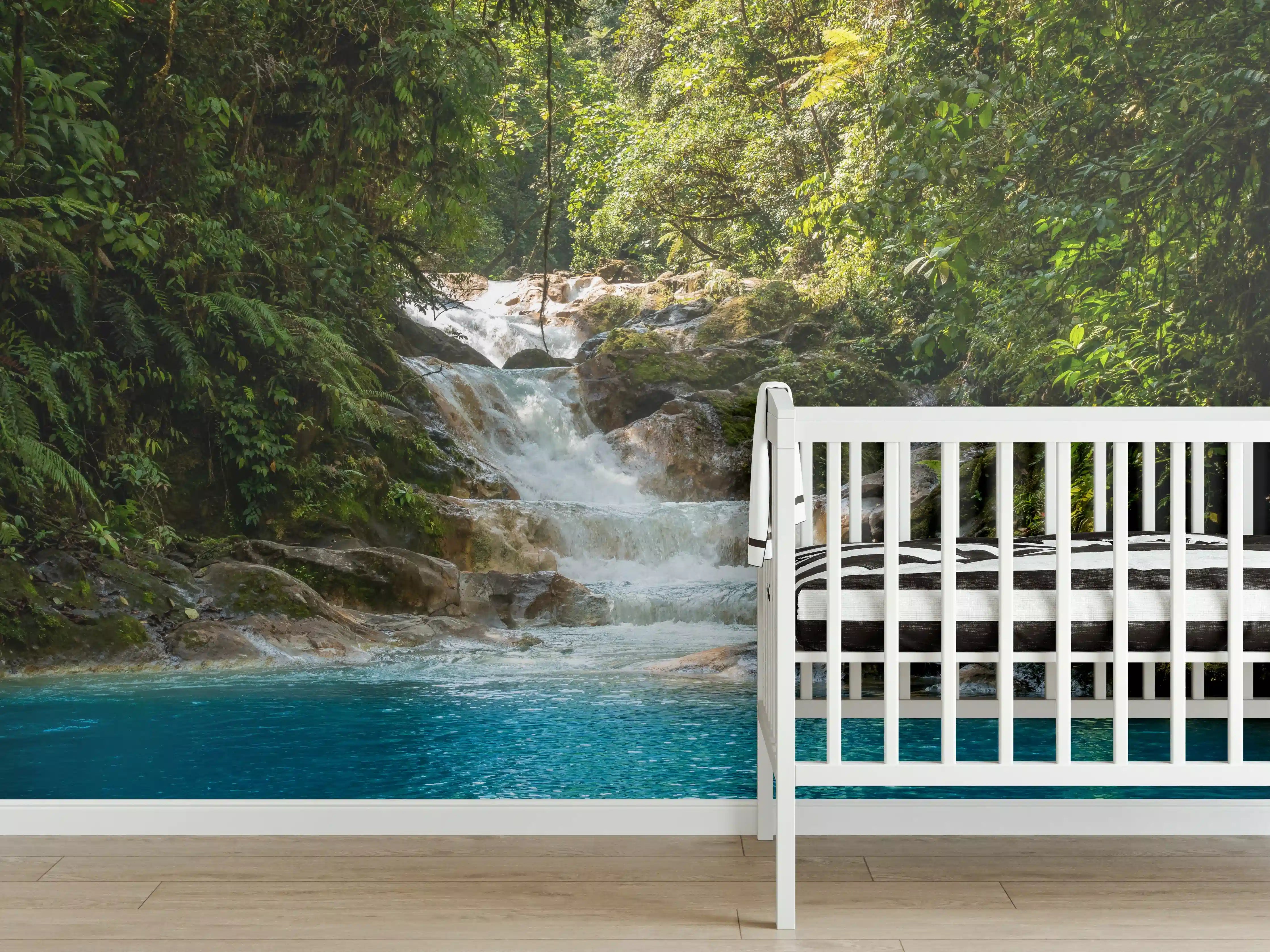 Babyzimmer Wandgestaltung - Blauer Costa Rica Wasserfall