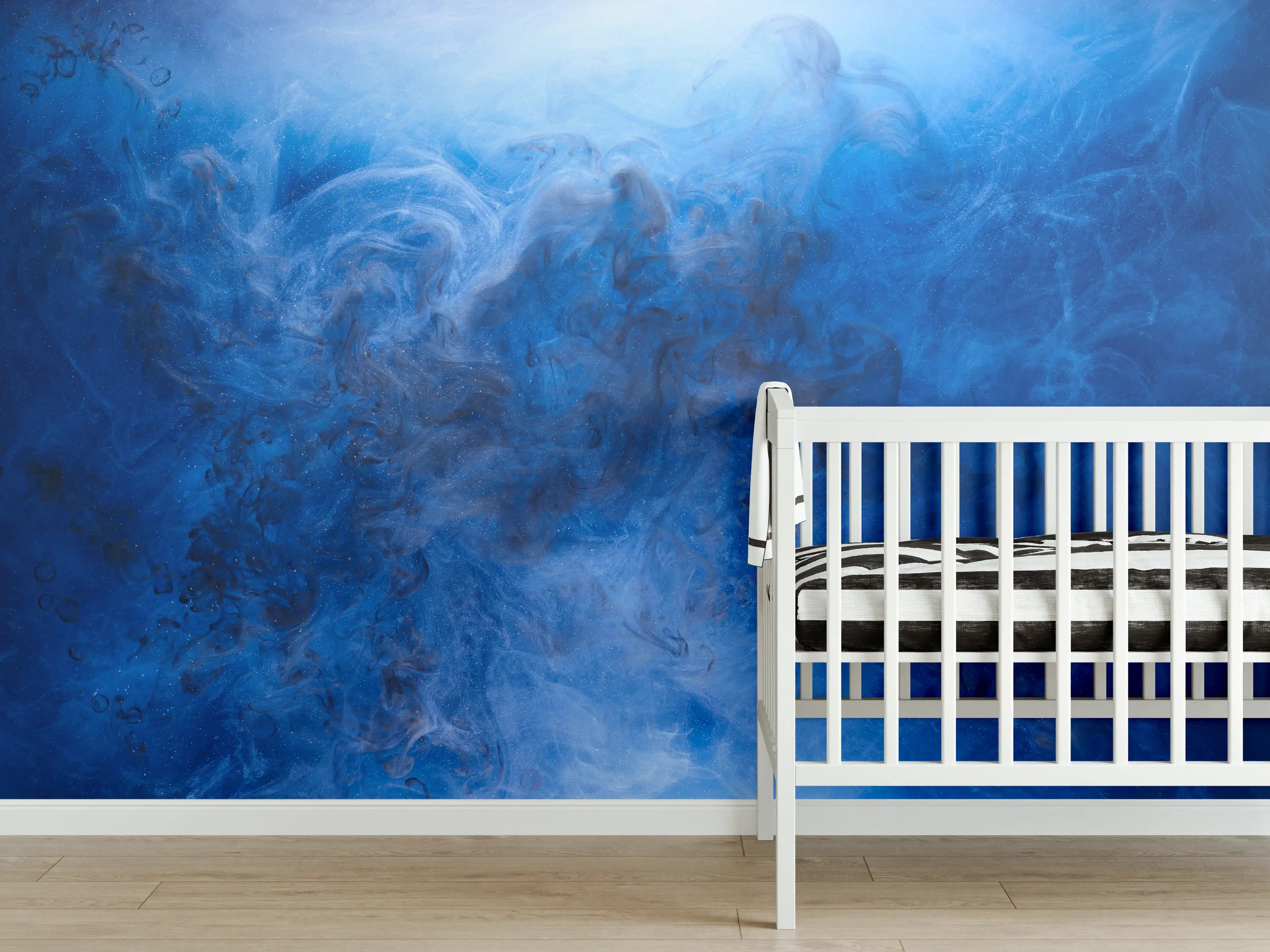 Babyzimmer Wandgestaltung - Blauer Rauch