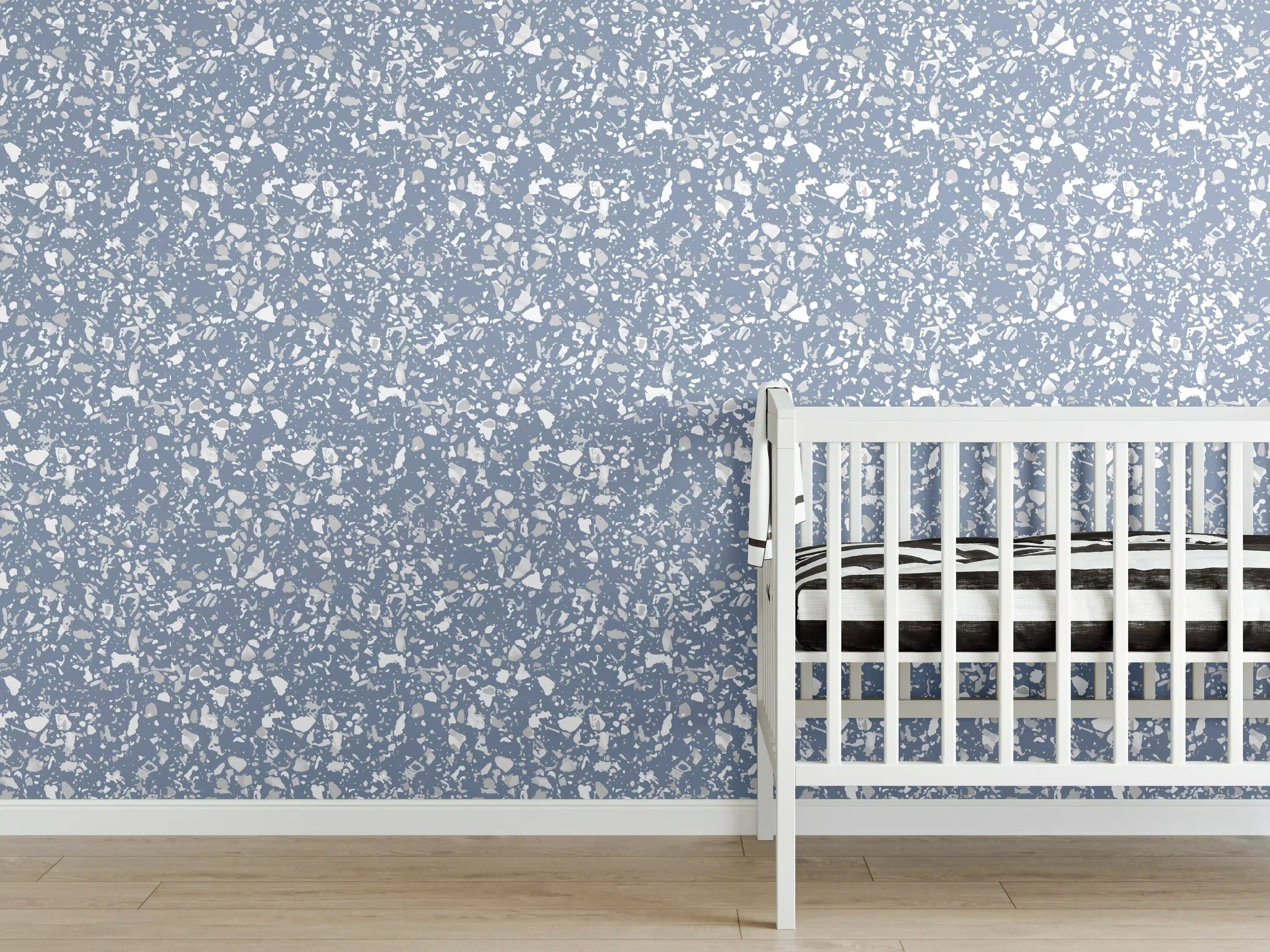 Babyzimmer Wandgestaltung - Blauer Terrazzo-Style