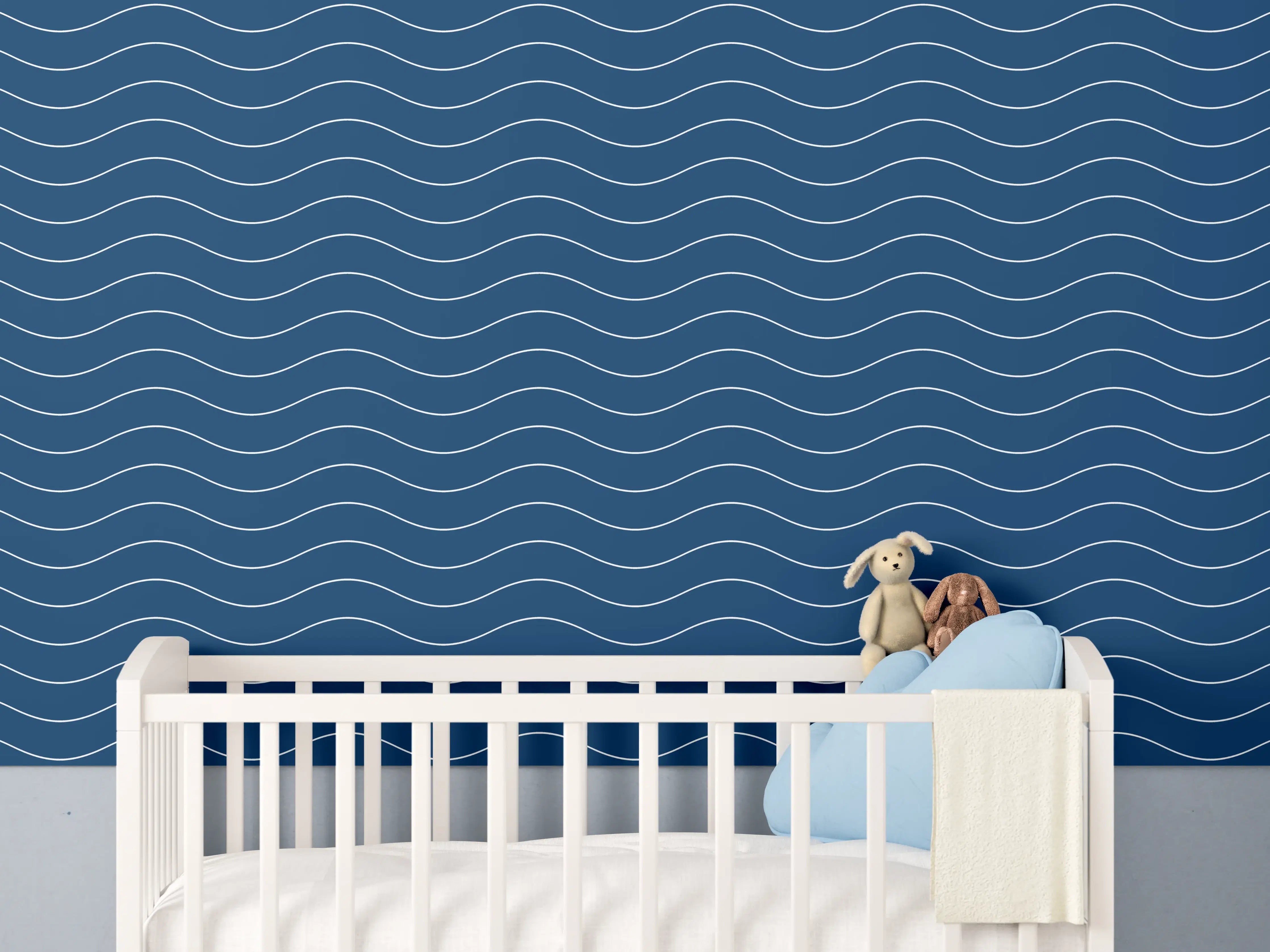 Babyzimmer Wandgestaltung - Blauer Wasser-Wandbild