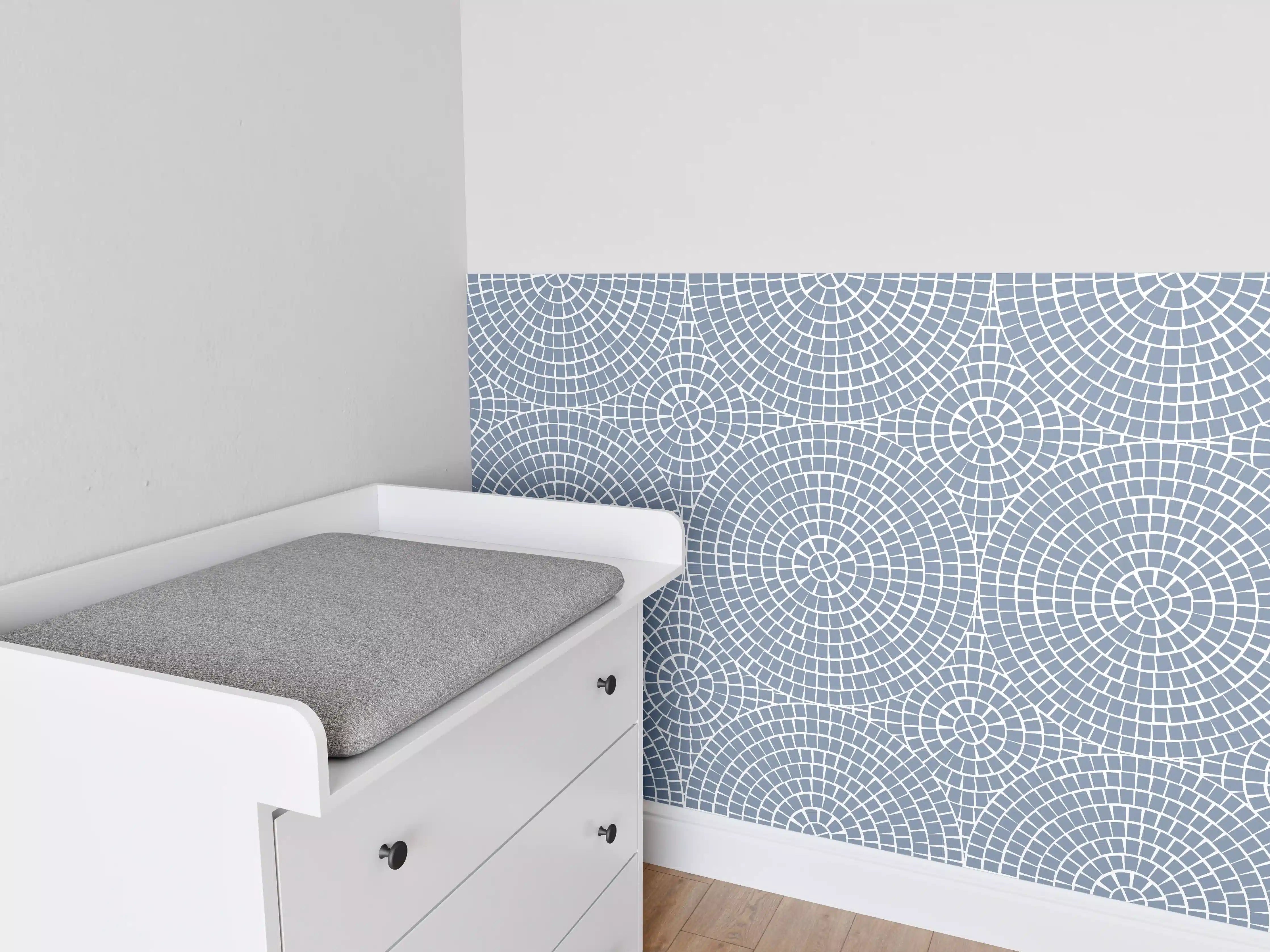 Babyzimmer Wandgestaltung - Blaues Mosaik-Design