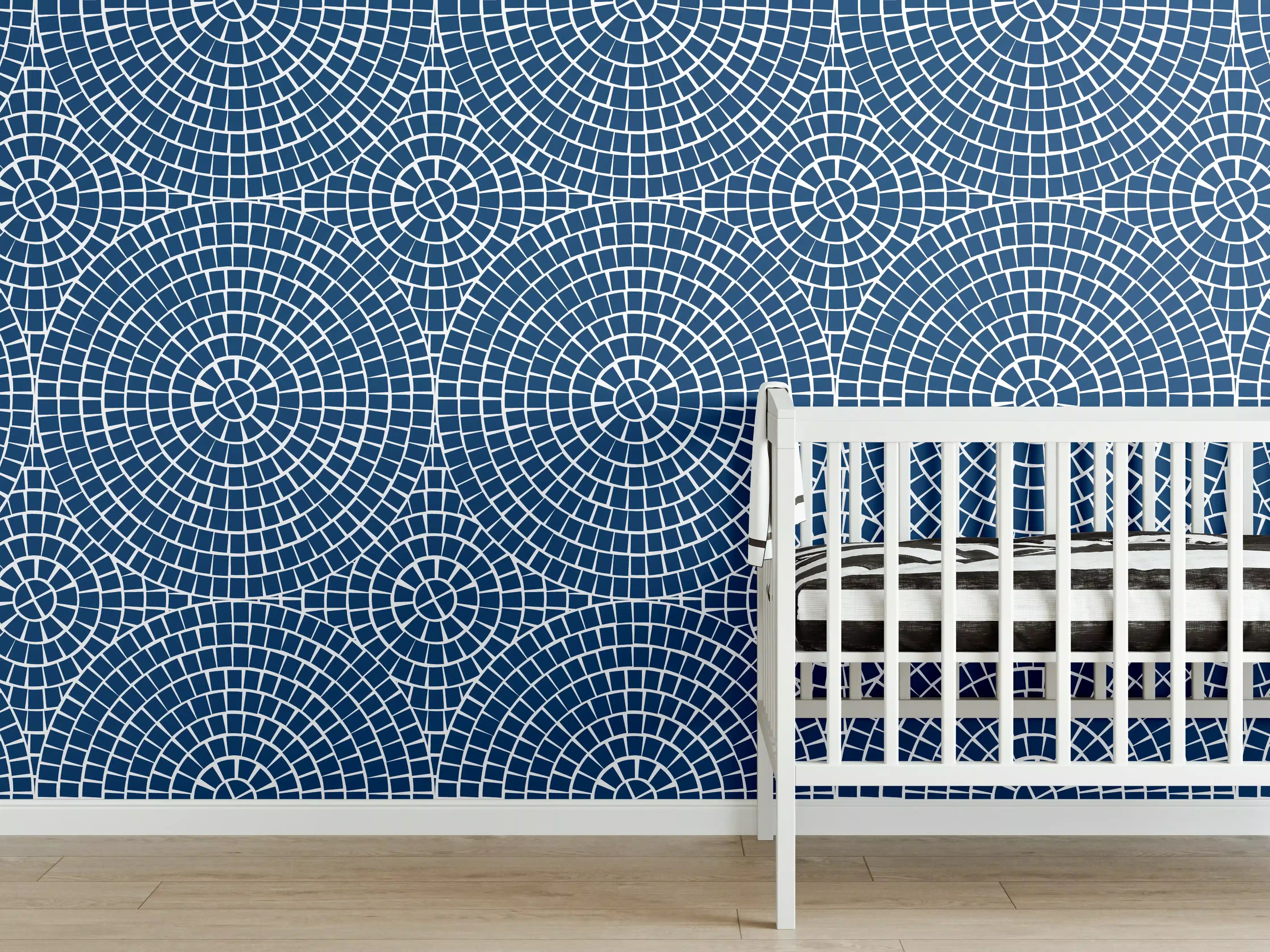 Babyzimmer Wandgestaltung - Blaues Mosaik mit moderner Atmosphäre