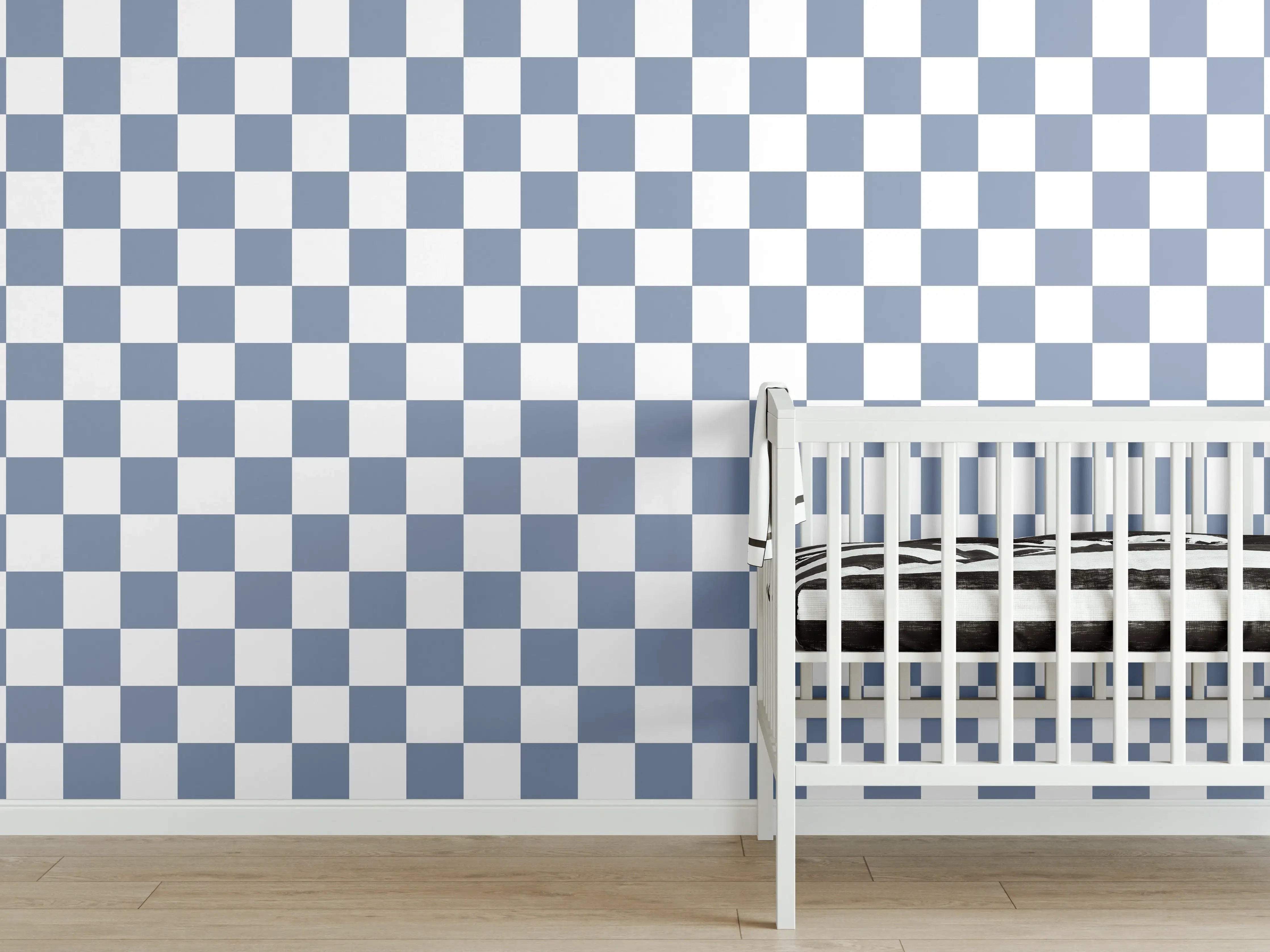 Babyzimmer Wandgestaltung - Blaues Retro-Design mit Staubeffekt