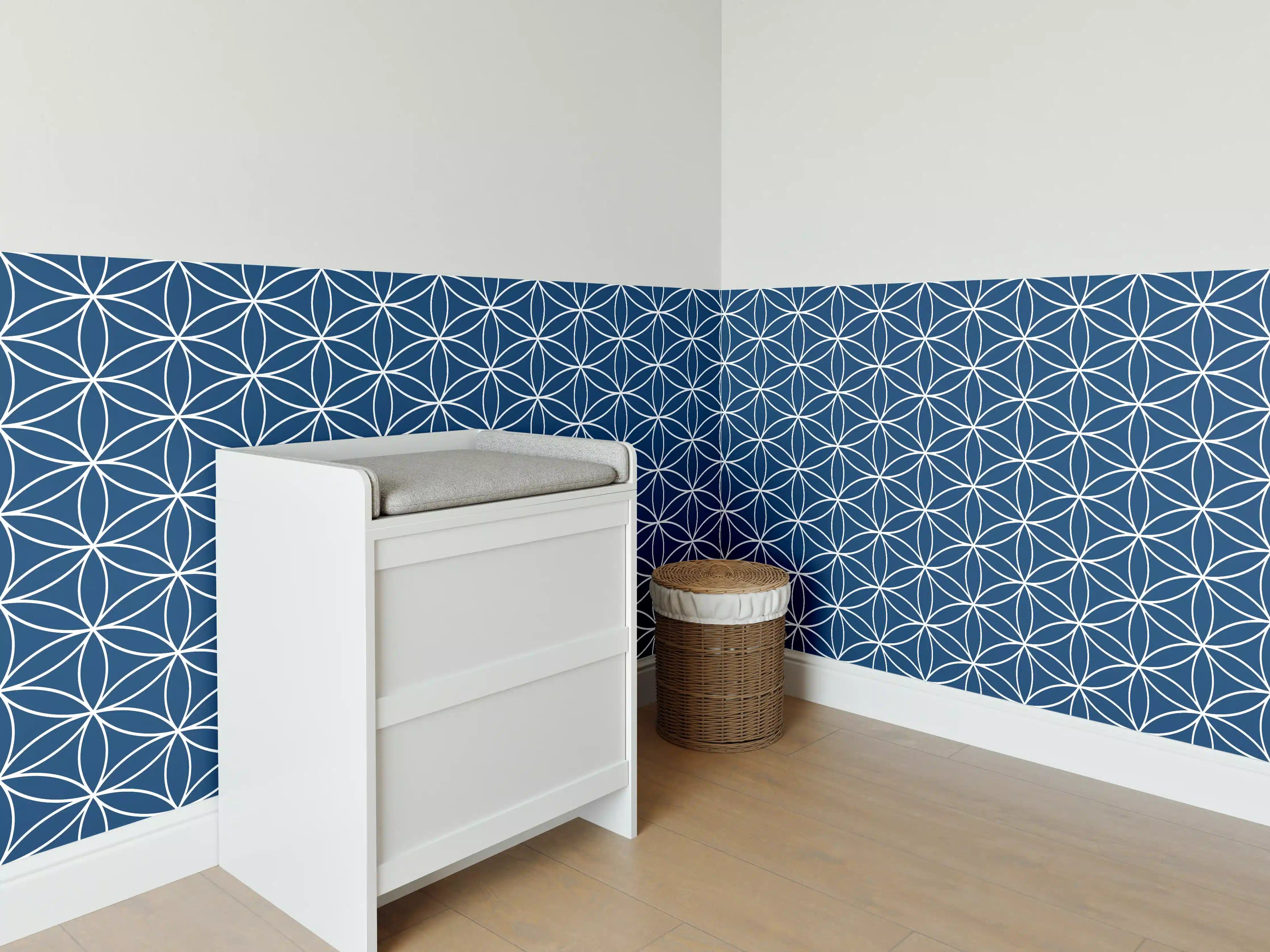 Babyzimmer Wandgestaltung - Blaues geometrisches Muster in Raumgestaltung