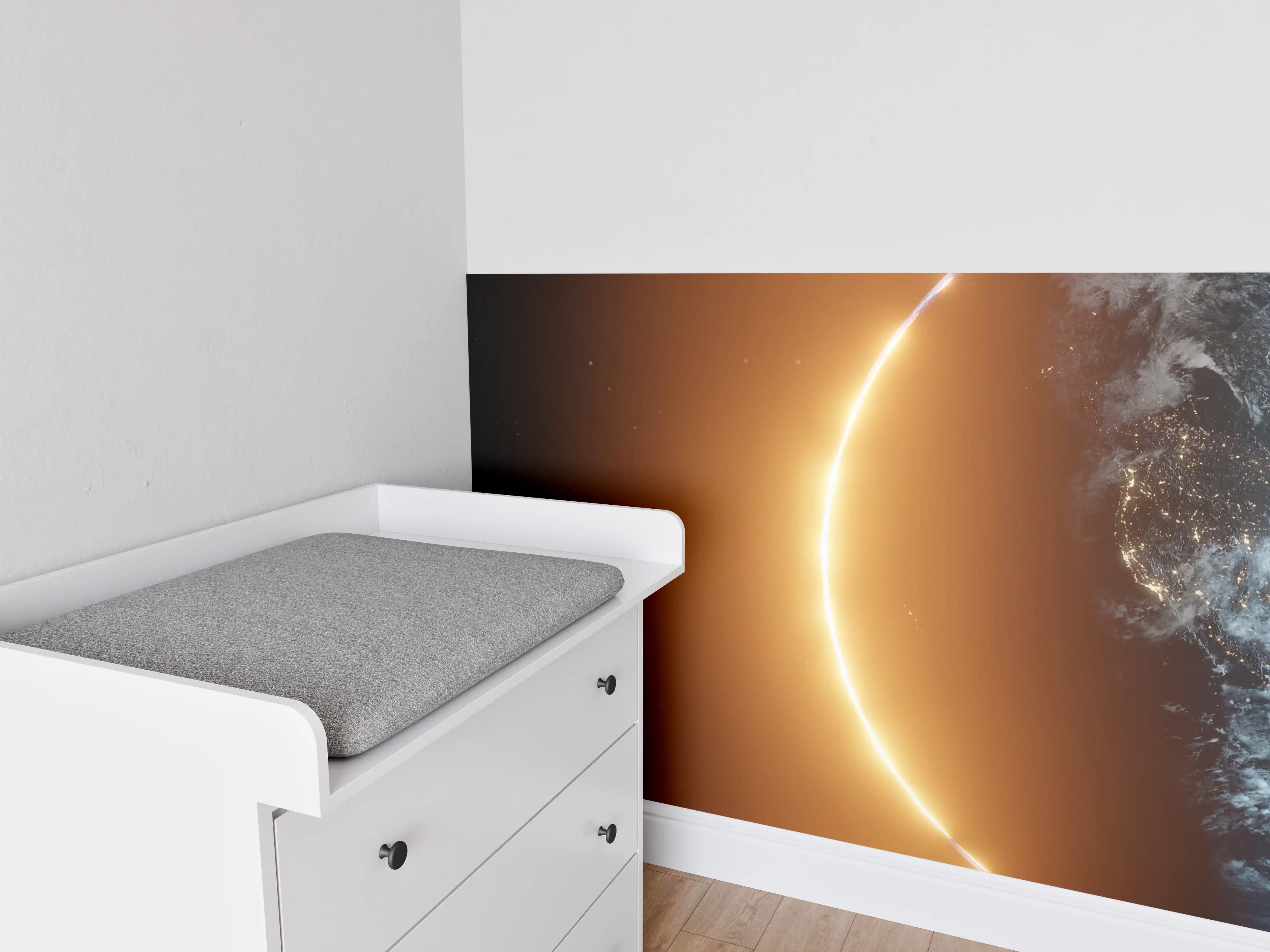 Babyzimmer Wandgestaltung - Blick auf Erde - Nacht der USA