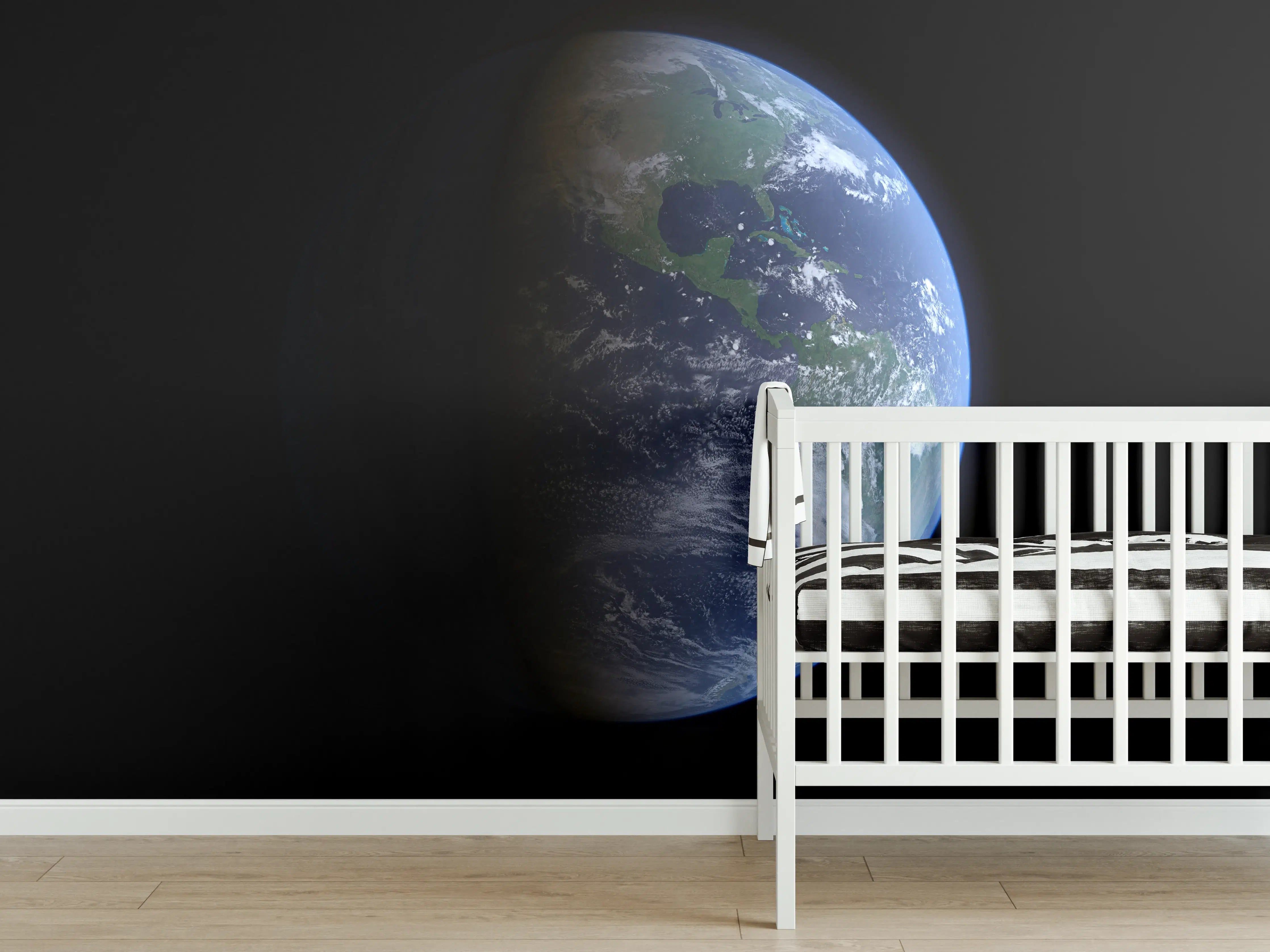 Babyzimmer Wandgestaltung - Blick auf die Erde vom Weltall
