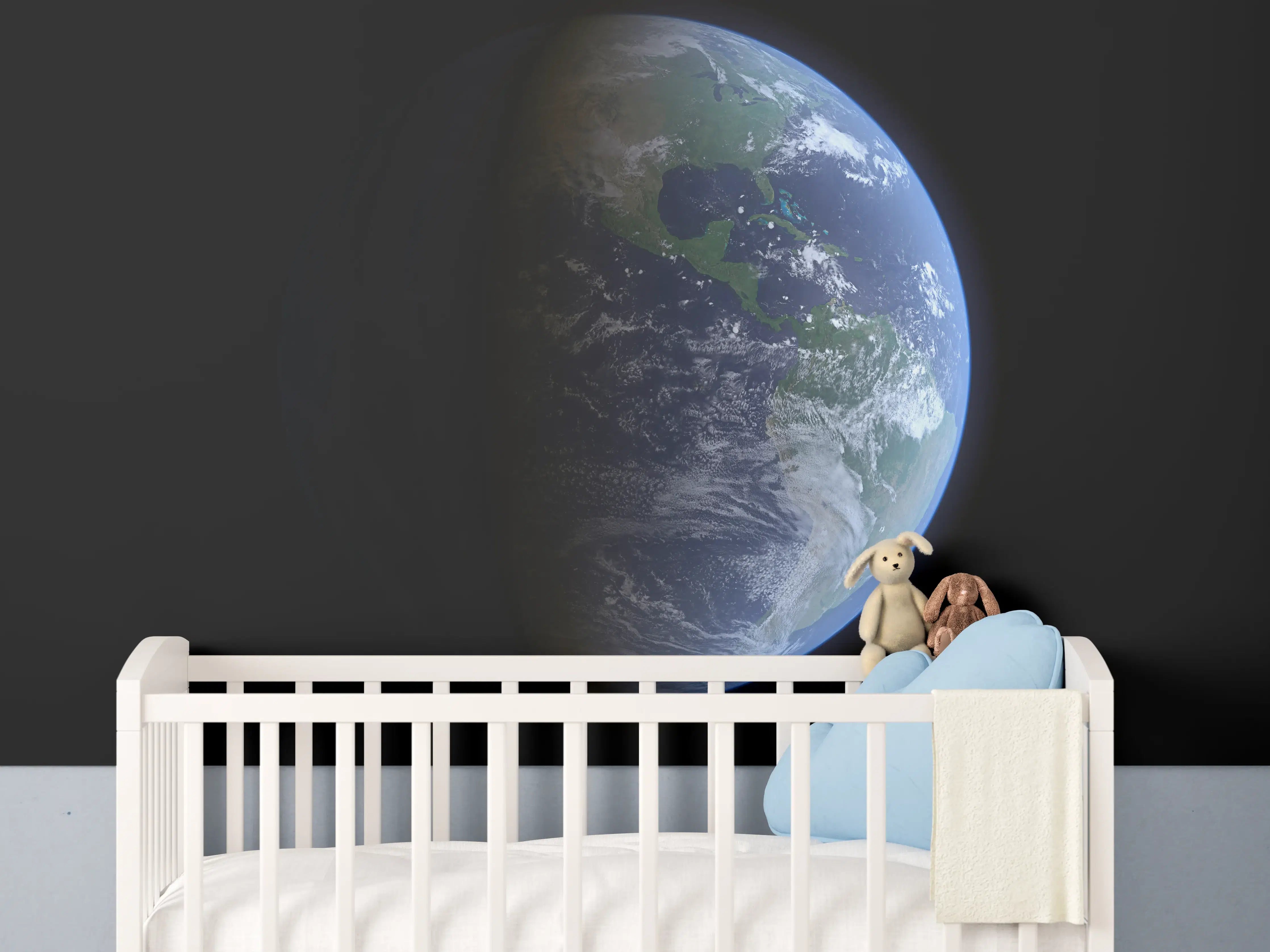 Babyzimmer Wandgestaltung - Blick auf die Erde vom Weltall
