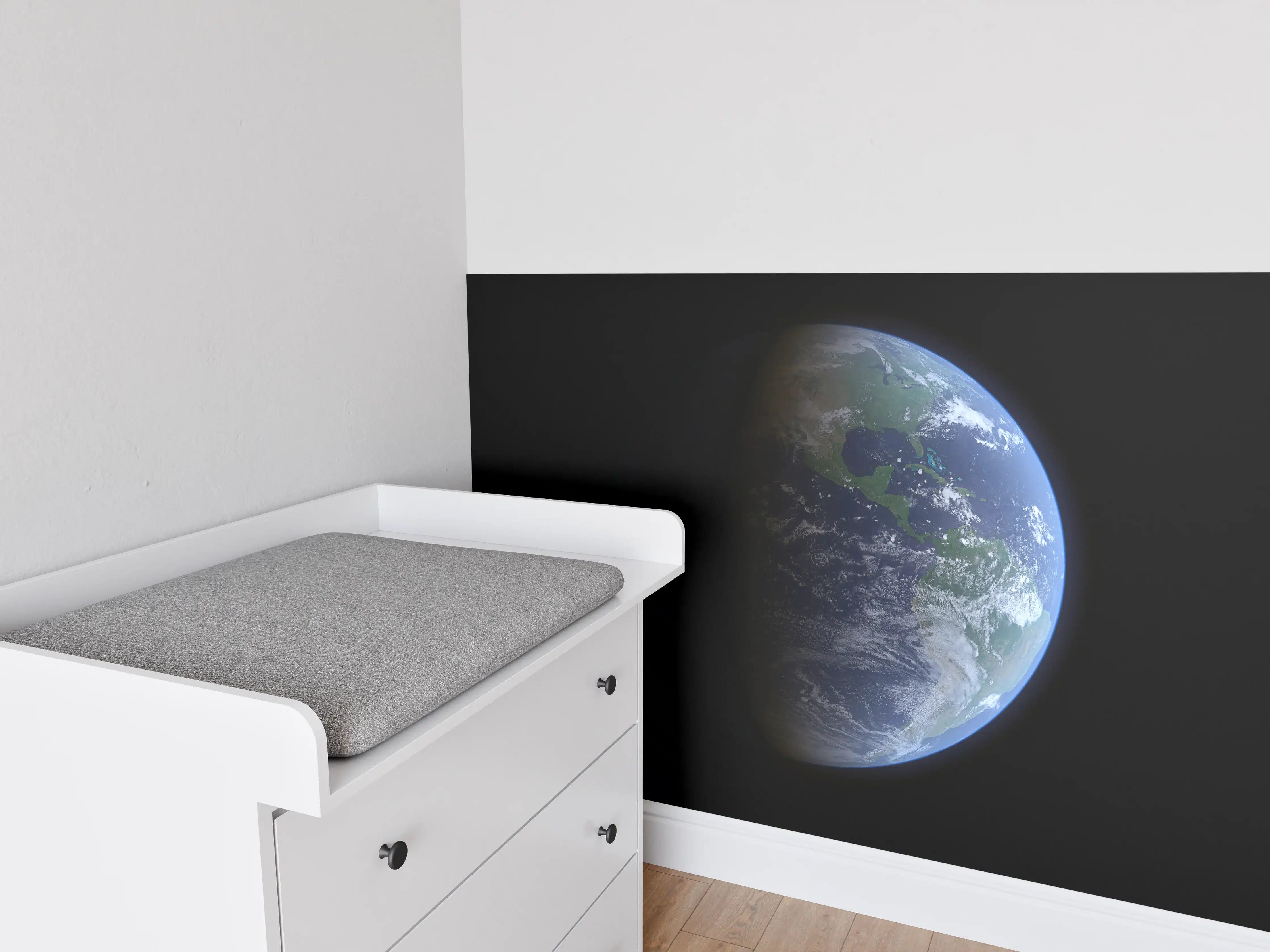 Babyzimmer Wandgestaltung - Blick auf die Erde vom Weltall