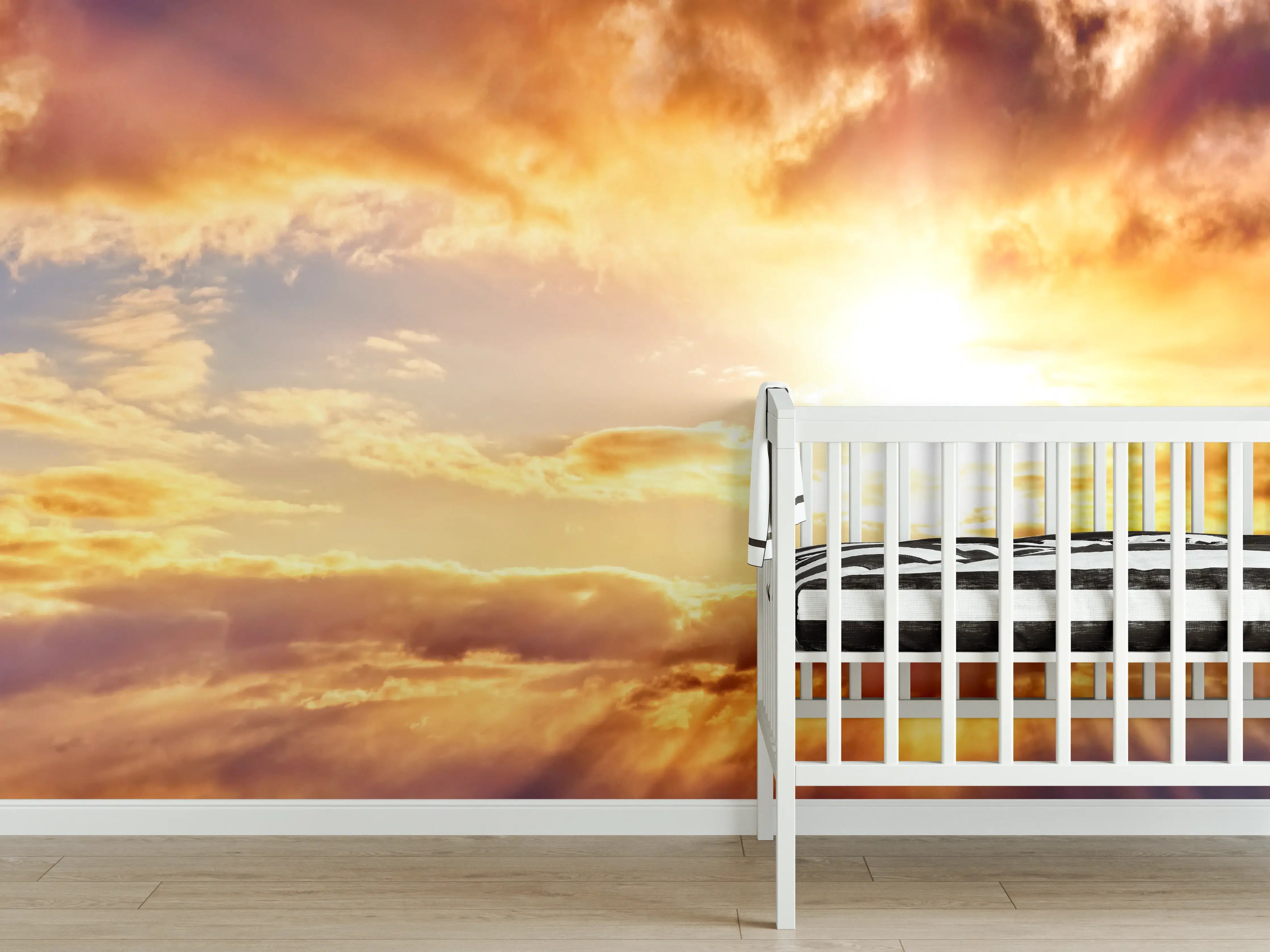 Babyzimmer Wandgestaltung - Blick zum schönen Sonnenuntergang