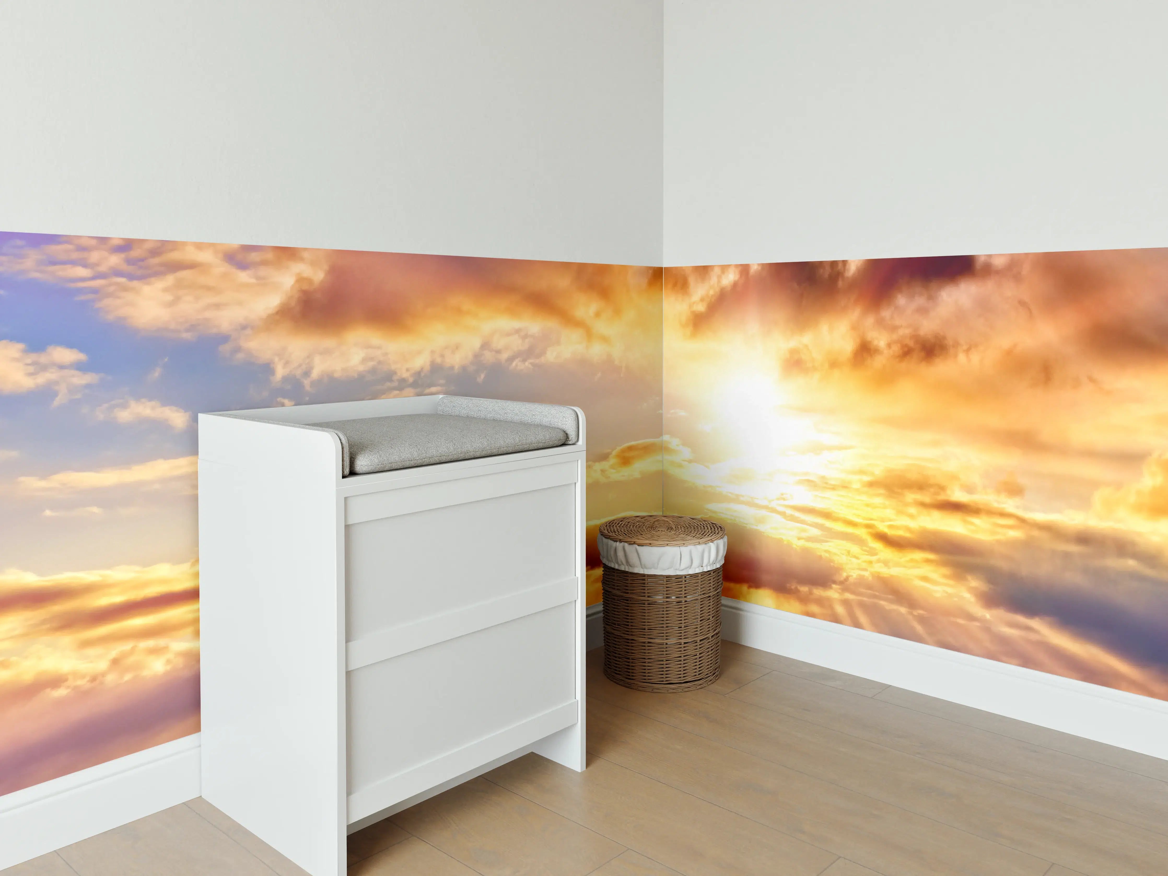 Babyzimmer Wandgestaltung - Blick zum schönen Sonnenuntergang