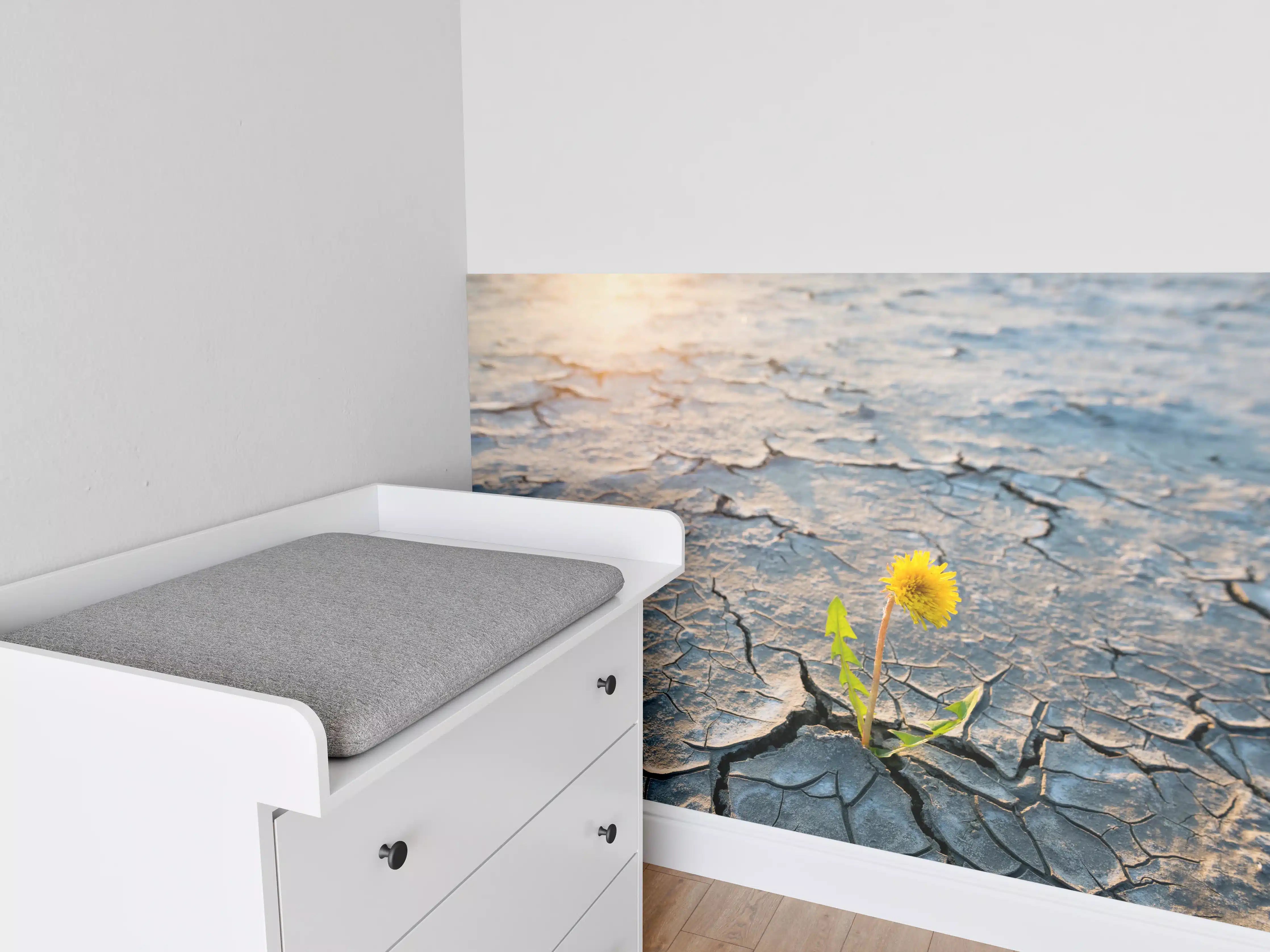 Babyzimmer Wandgestaltung - Blume wächst in trockener Wüste