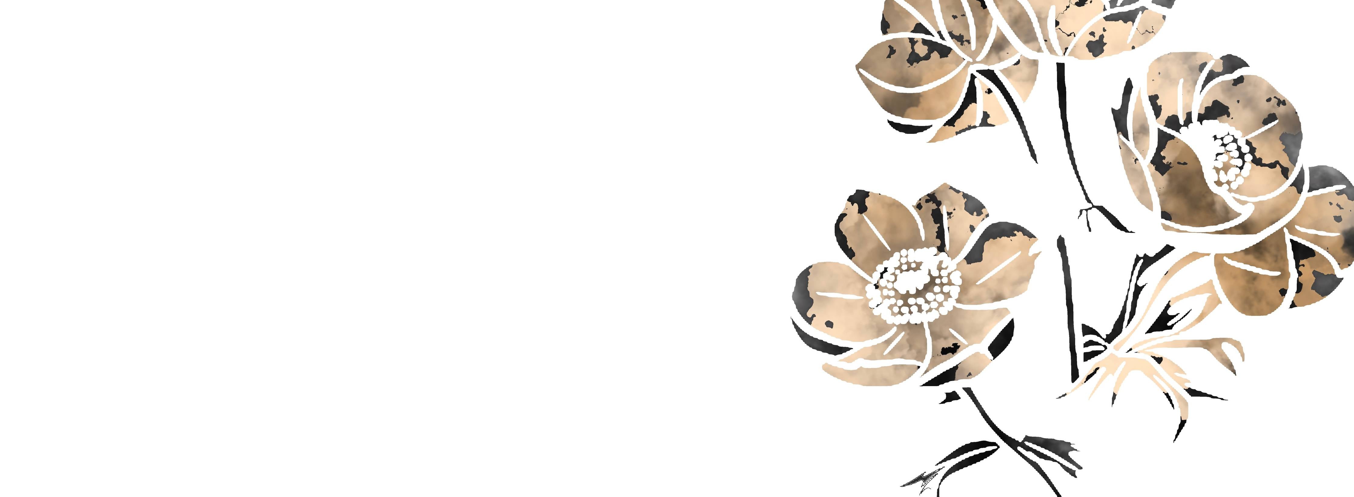 Babyzimmer Wandgestaltung-Blumen auf weißem Hintergrund - Aquarell