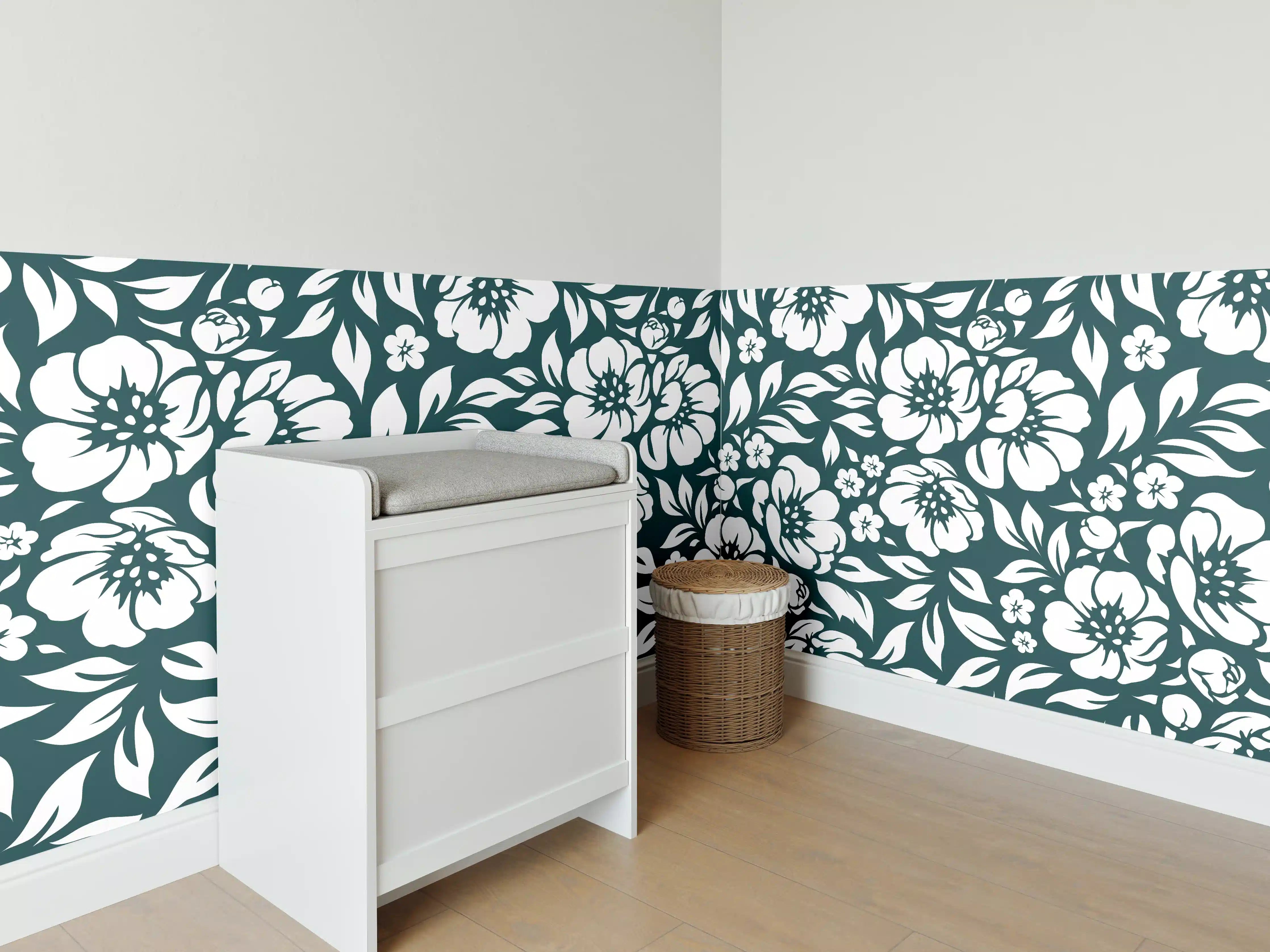 Babyzimmer Wandgestaltung - Blumenmuster in Fliesenform