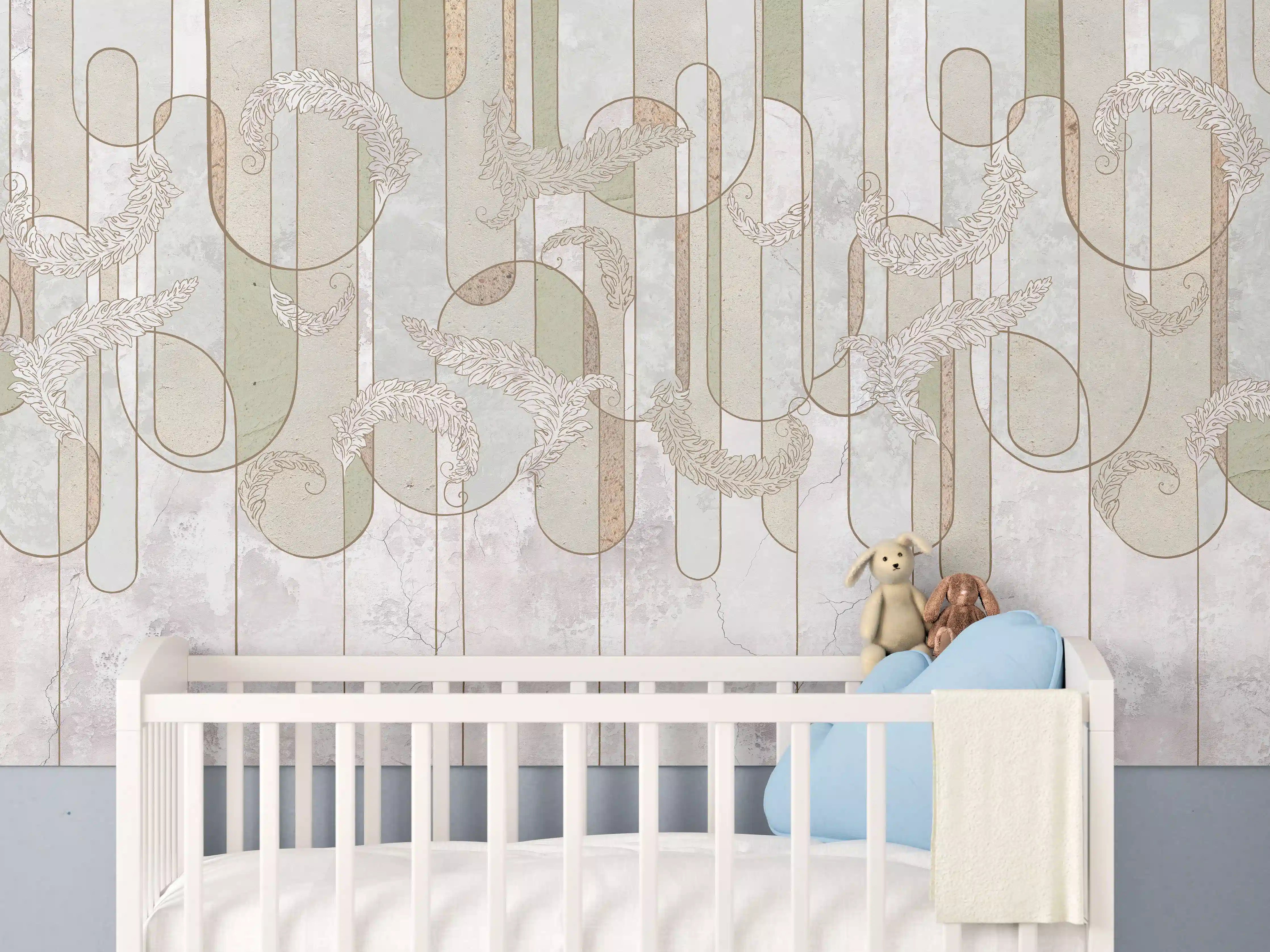 Babyzimmer Wandgestaltung - Blumiges Loft Design