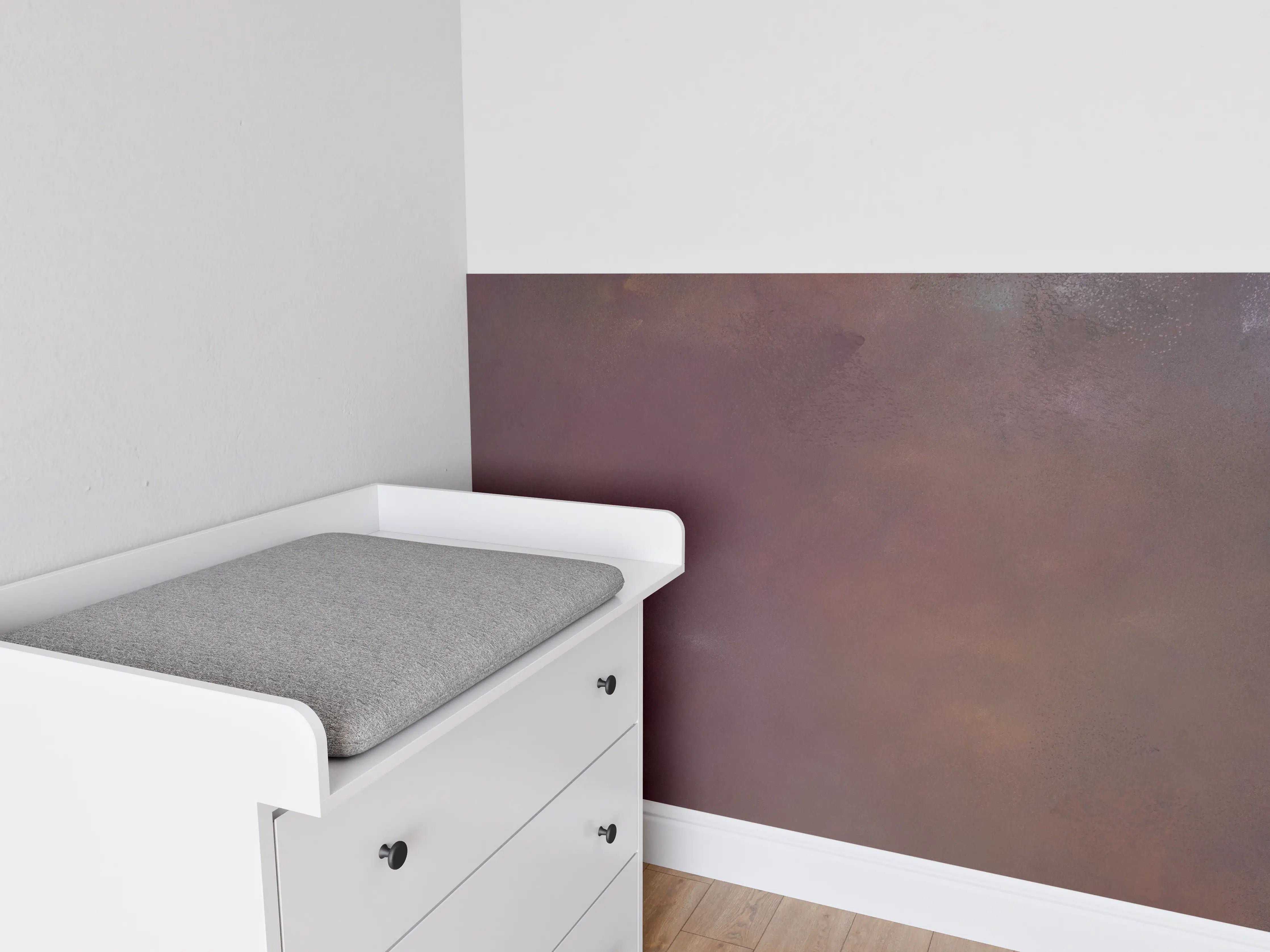 Babyzimmer Wandgestaltung - Boden- und Farbstrukturen in dunklen Tönen