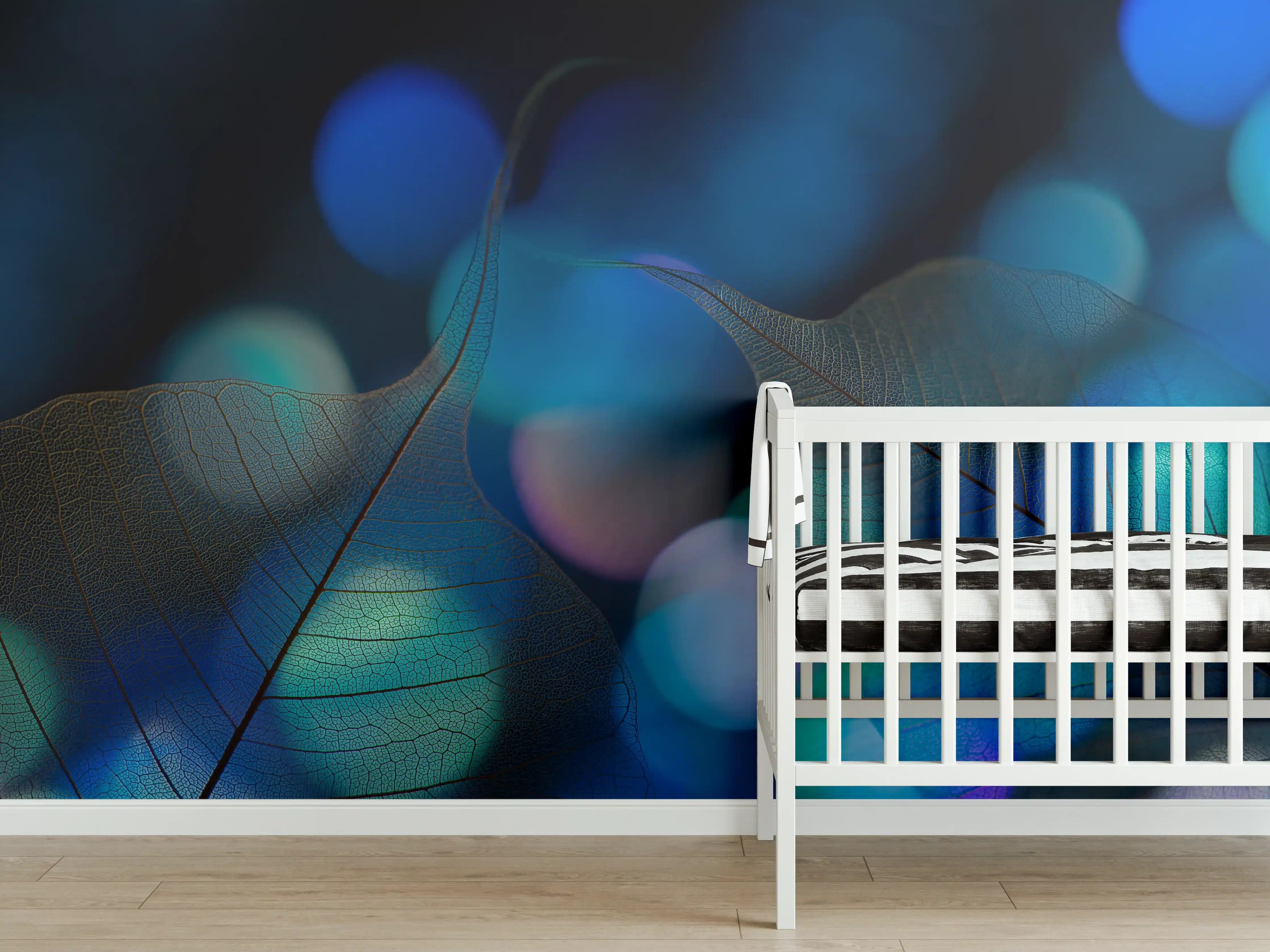 Babyzimmer Wandgestaltung - Bokeh-Blattvenen-Textur