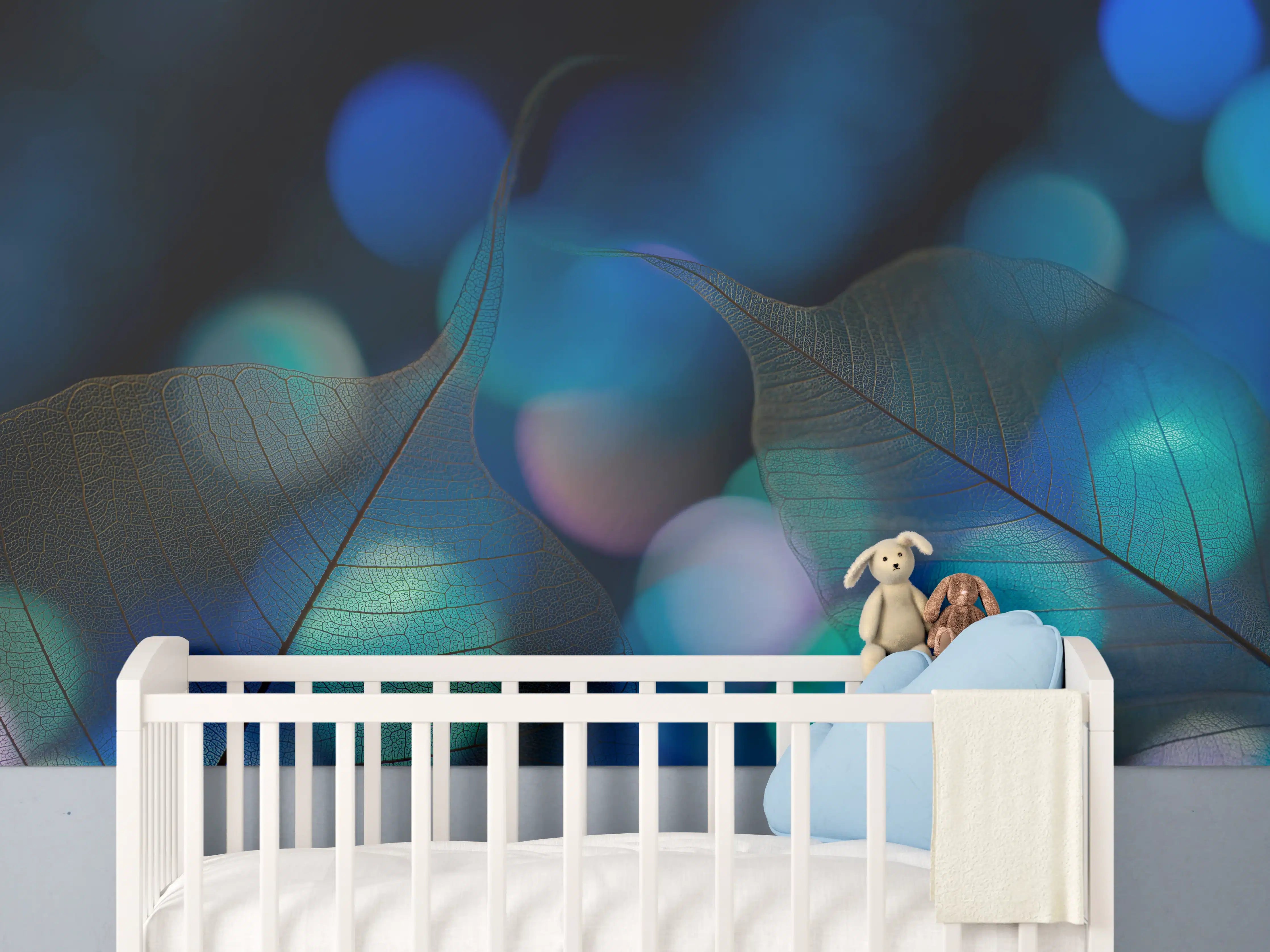 Babyzimmer Wandgestaltung - Bokeh-Blattvenen-Textur