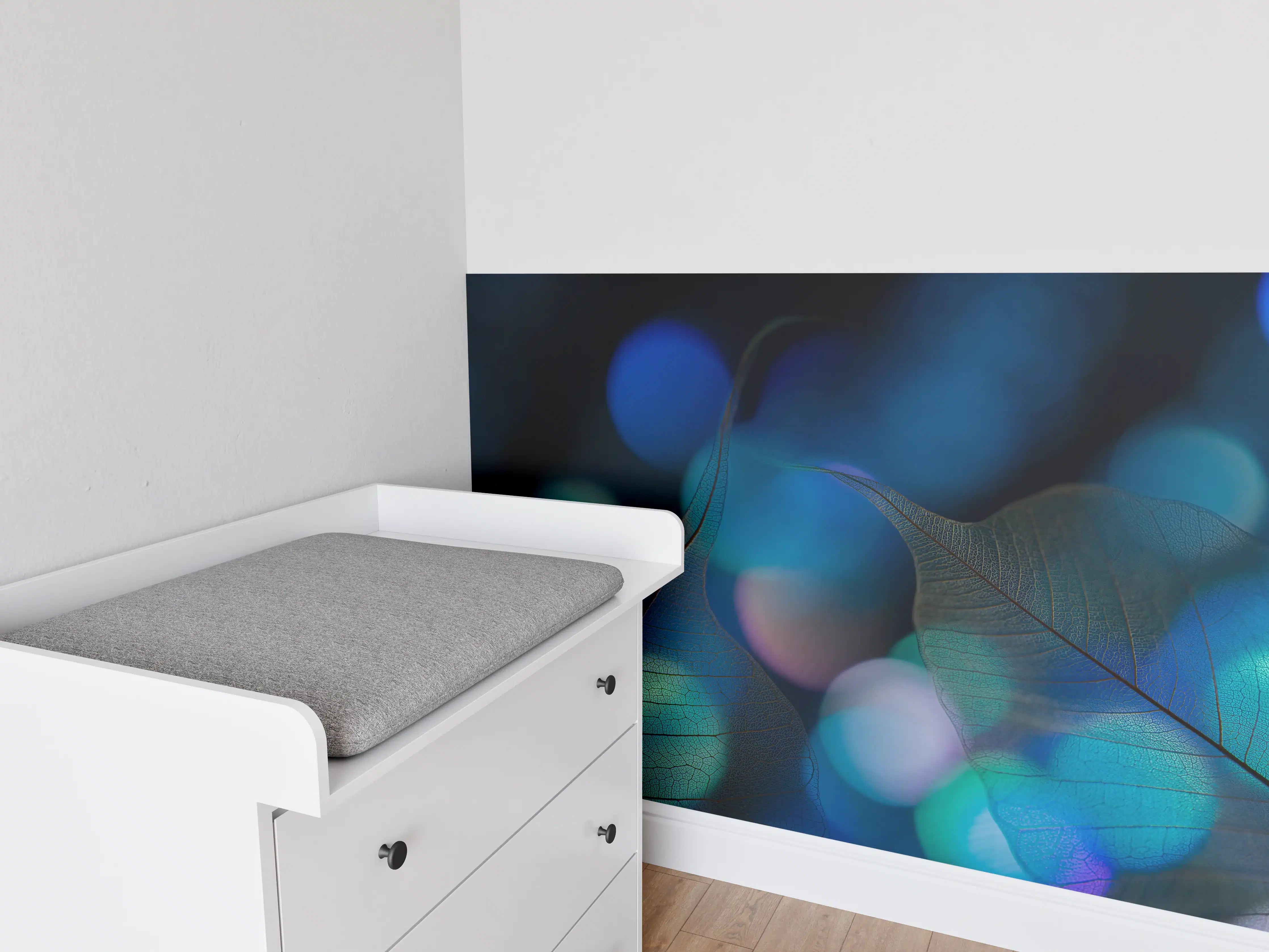 Babyzimmer Wandgestaltung - Bokeh-Blattvenen-Textur