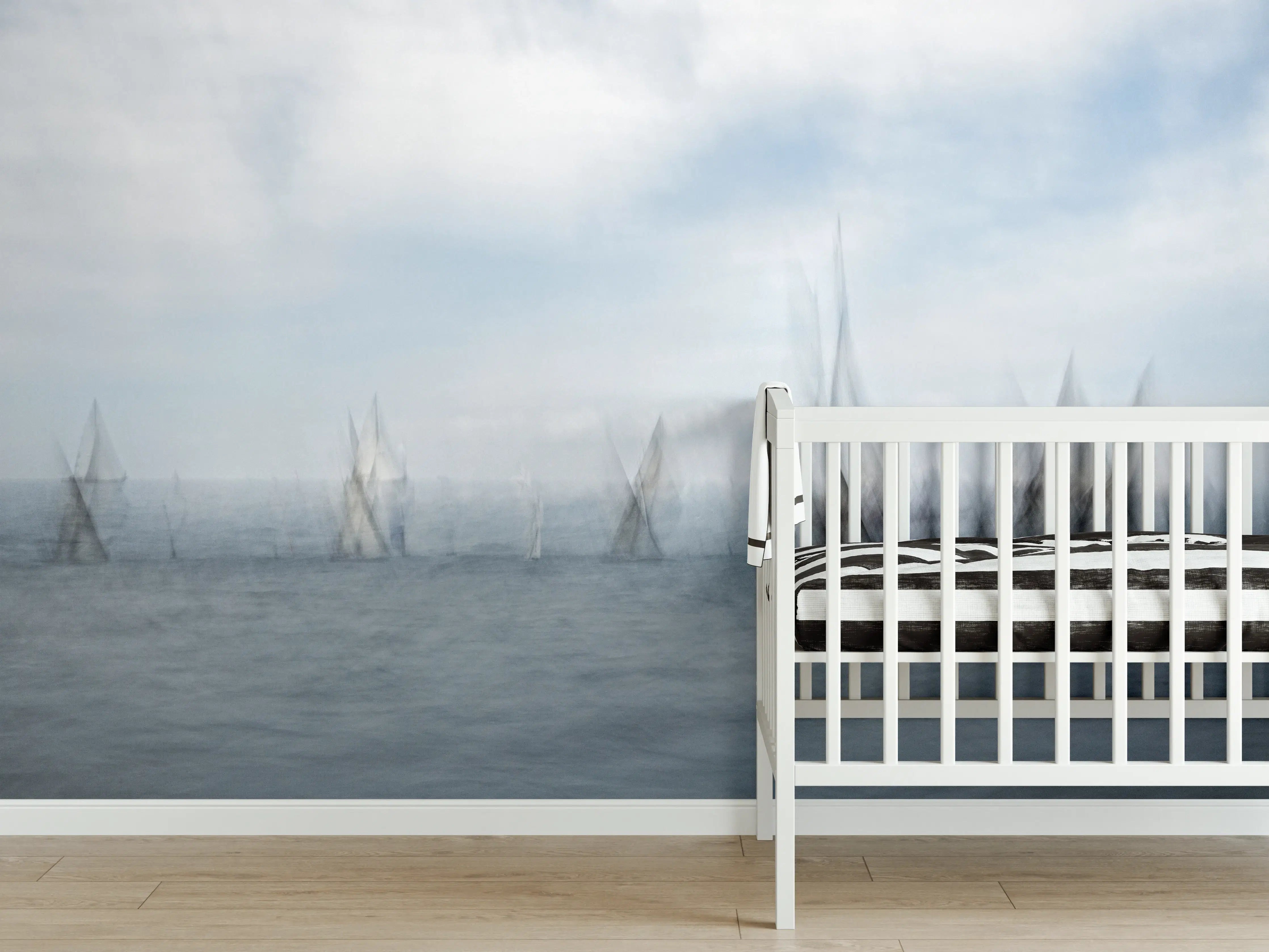 Babyzimmer Wandgestaltung - Boote im Meer - Unscharf