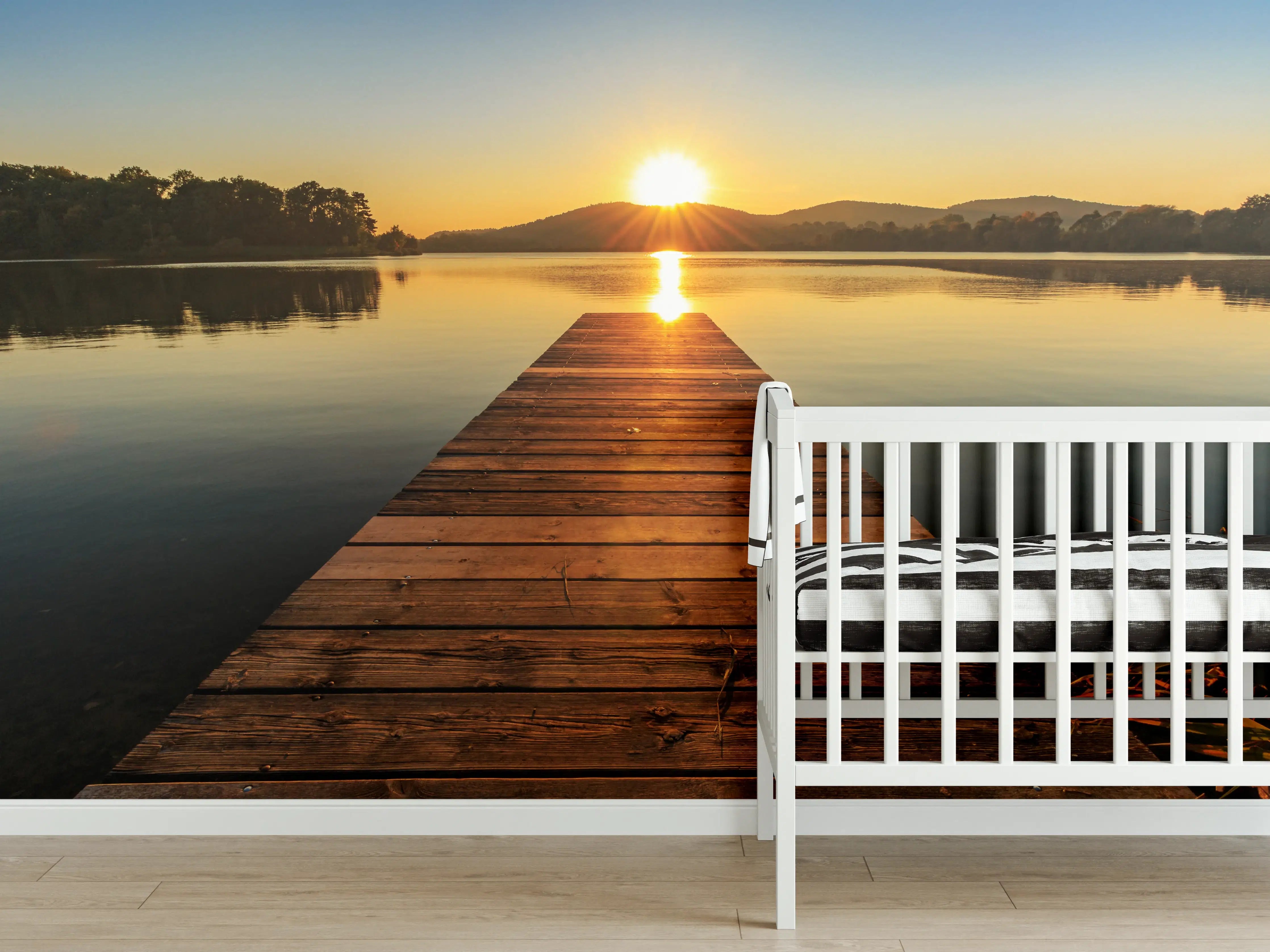 Babyzimmer Wandgestaltung - Bootssteg am Mittelsee