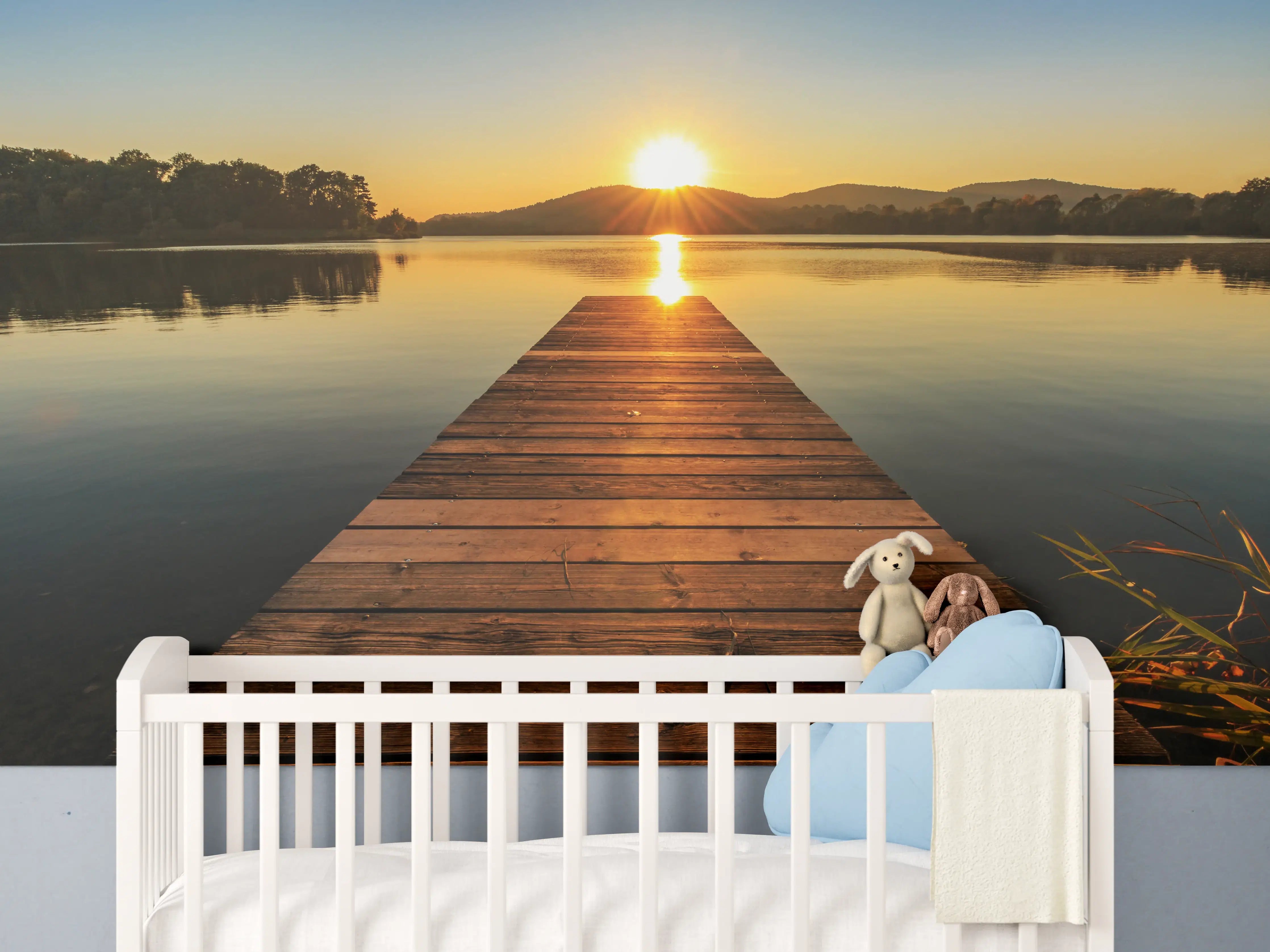 Babyzimmer Wandgestaltung - Bootssteg am Mittelsee