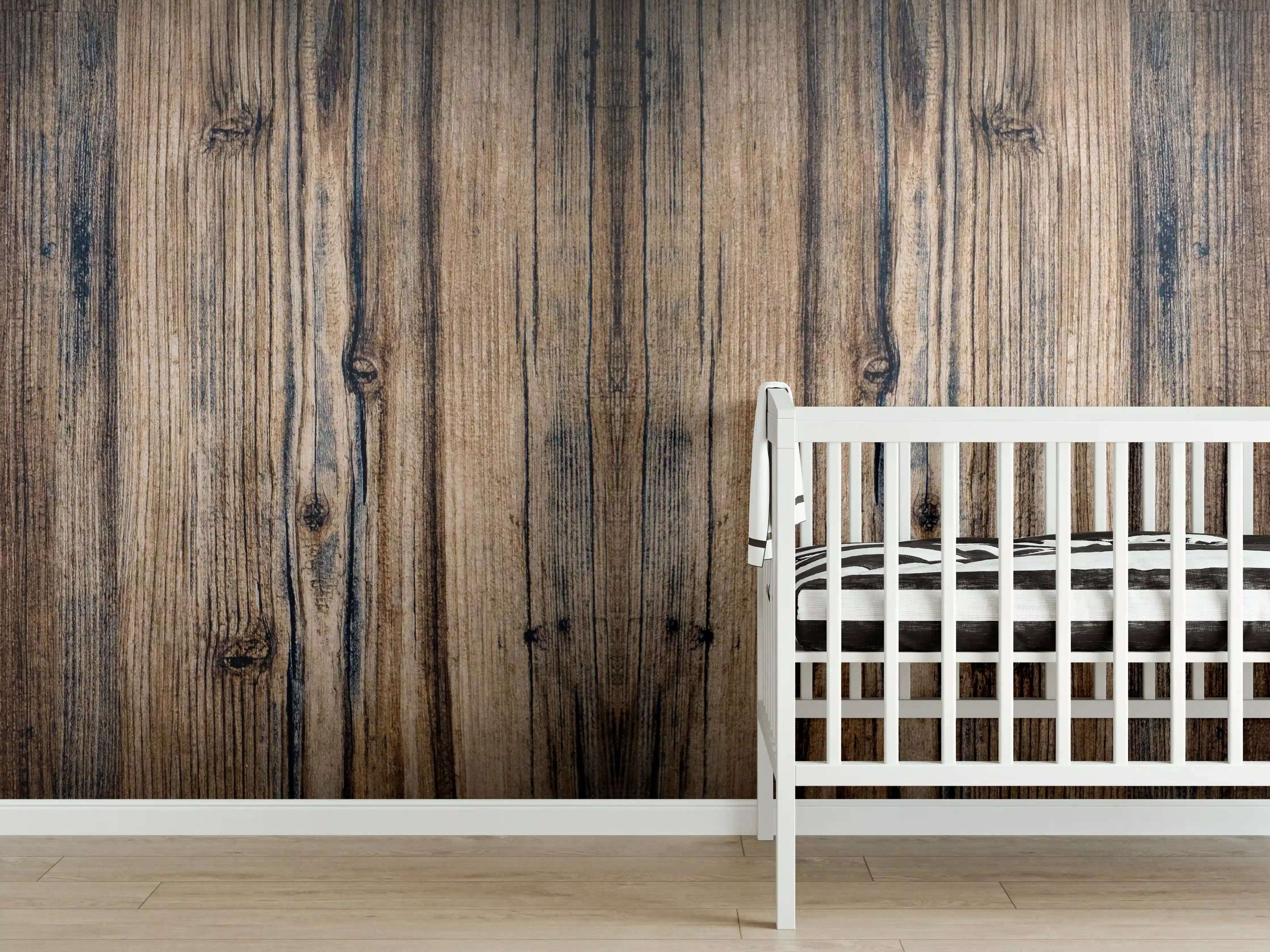 Babyzimmer Wandgestaltung - Bräunlicher Holz Hintergrund