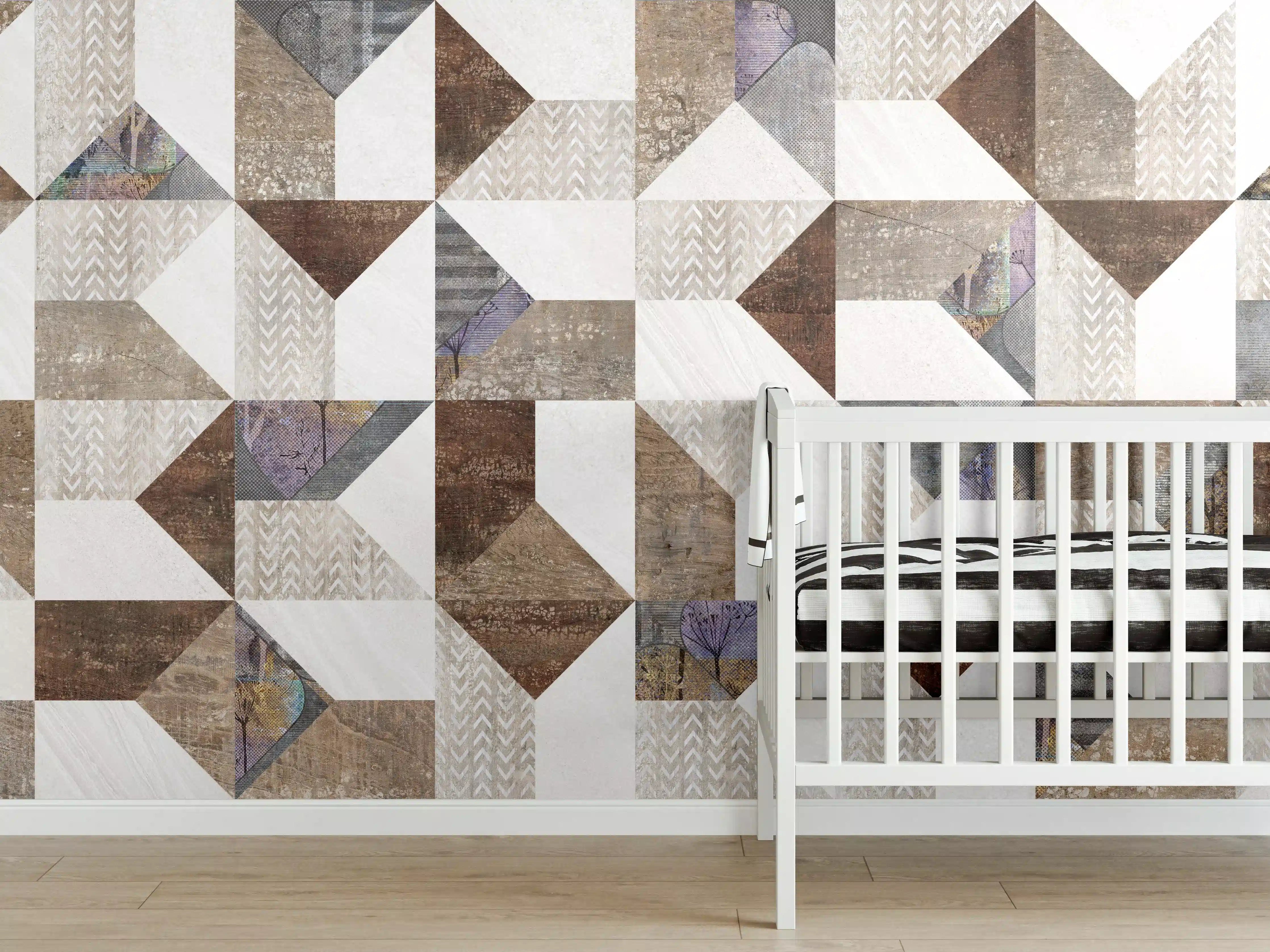 Babyzimmer Wandgestaltung - Bräunliches Fliesenmuster