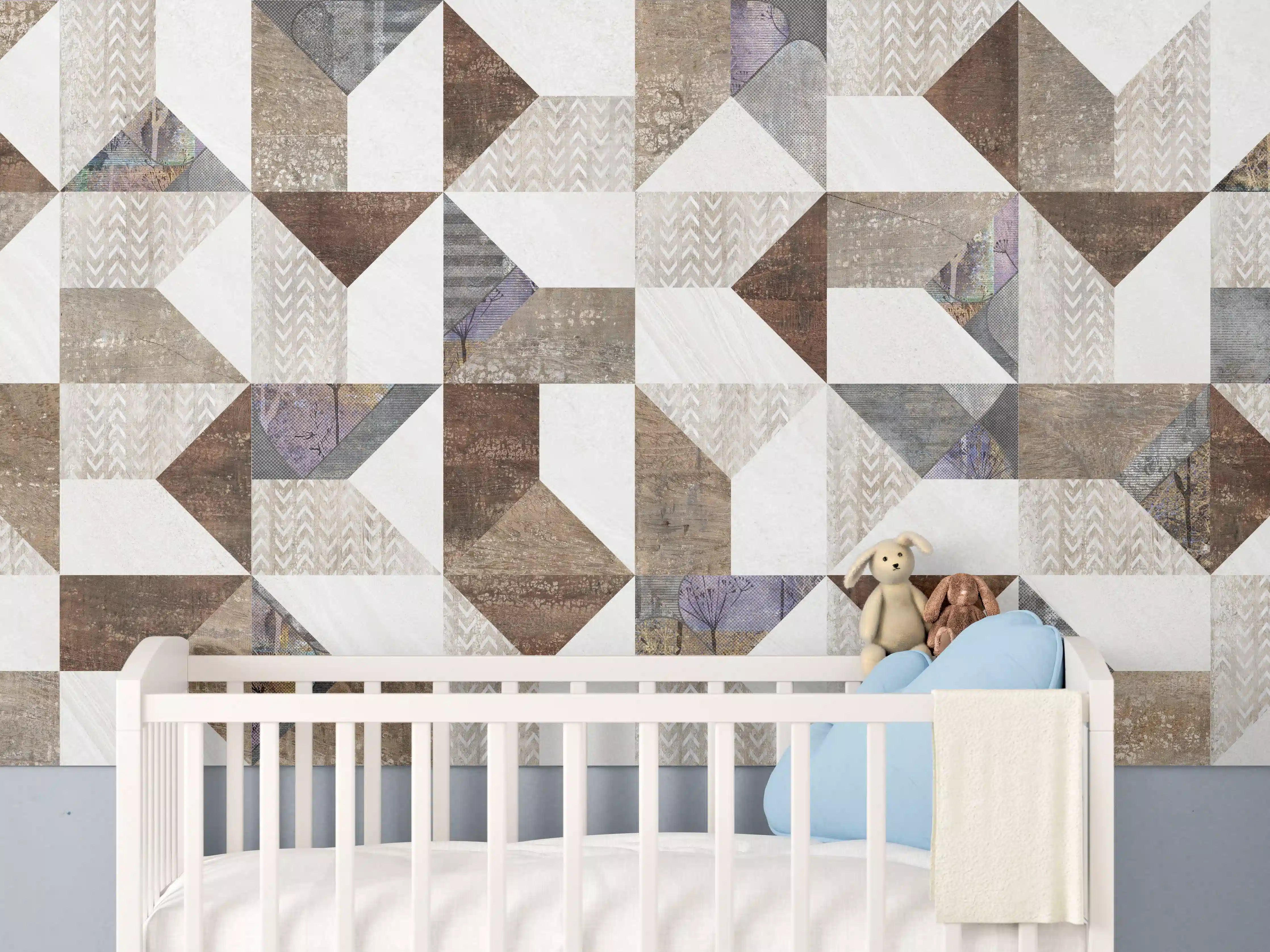 Babyzimmer Wandgestaltung - Bräunliches Fliesenmuster