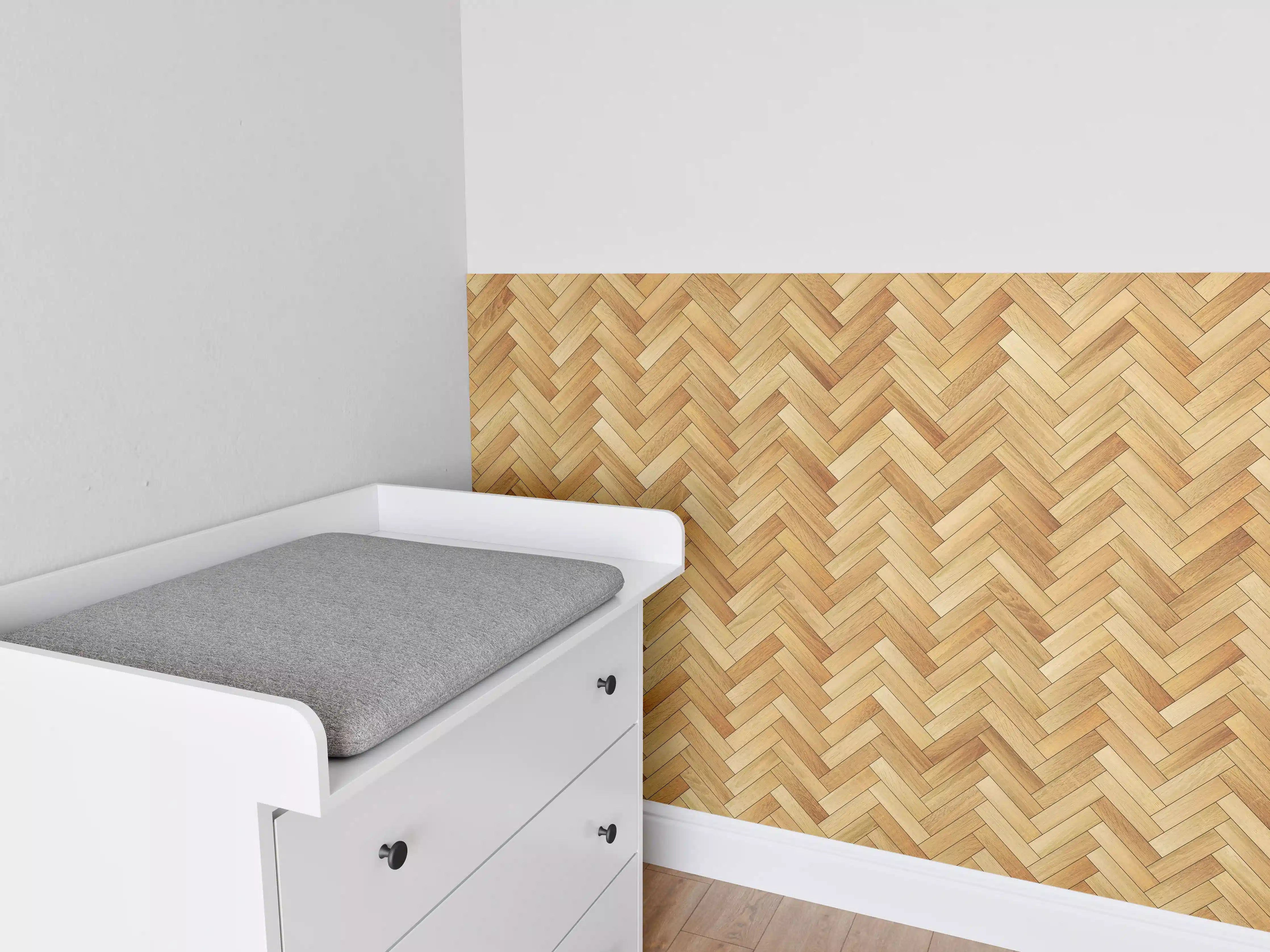 Babyzimmer Wandgestaltung - Bräunliches Rechtecks Holzmuster