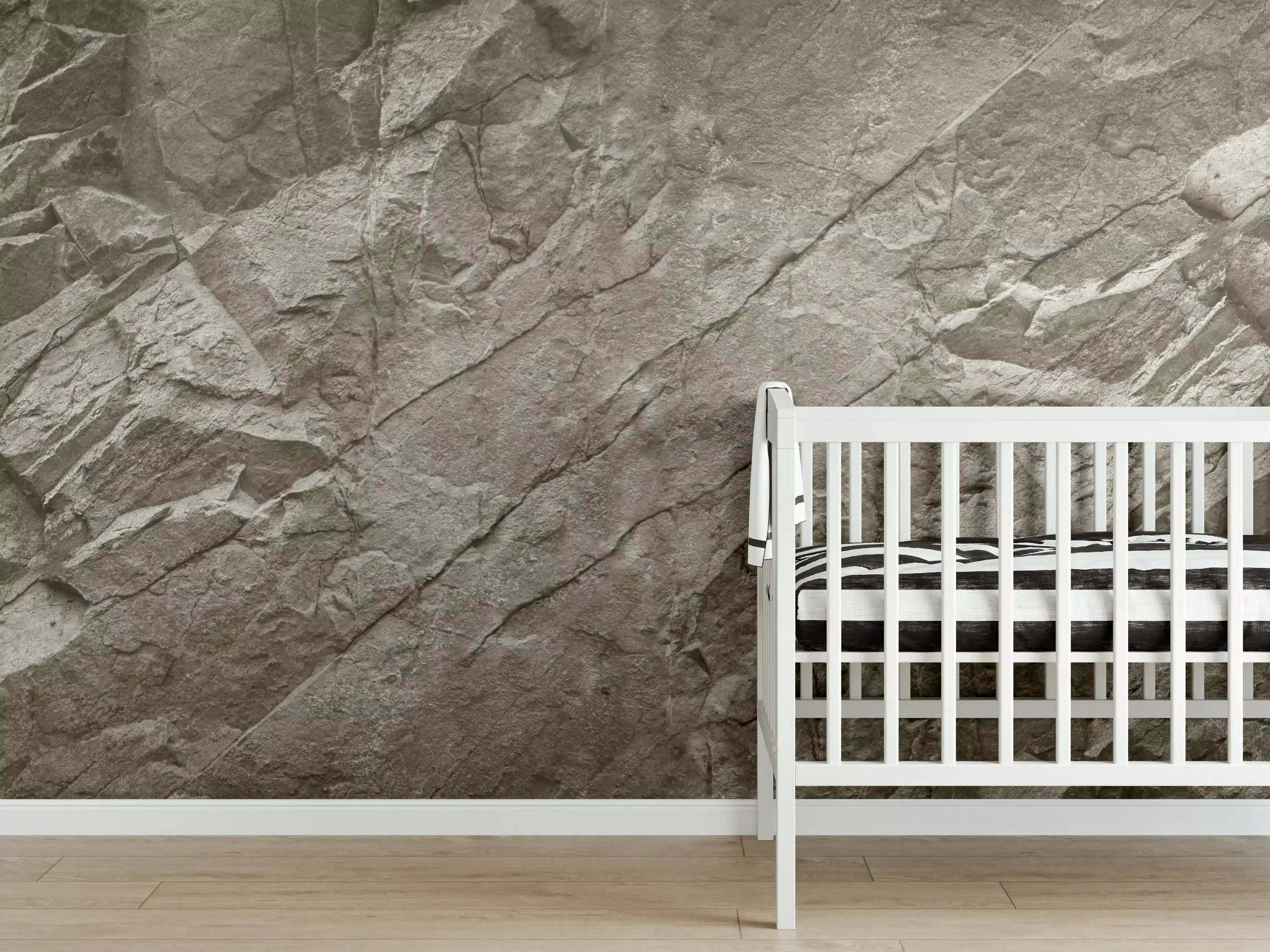 Babyzimmer Wandgestaltung - Braun-Graue Steintextur