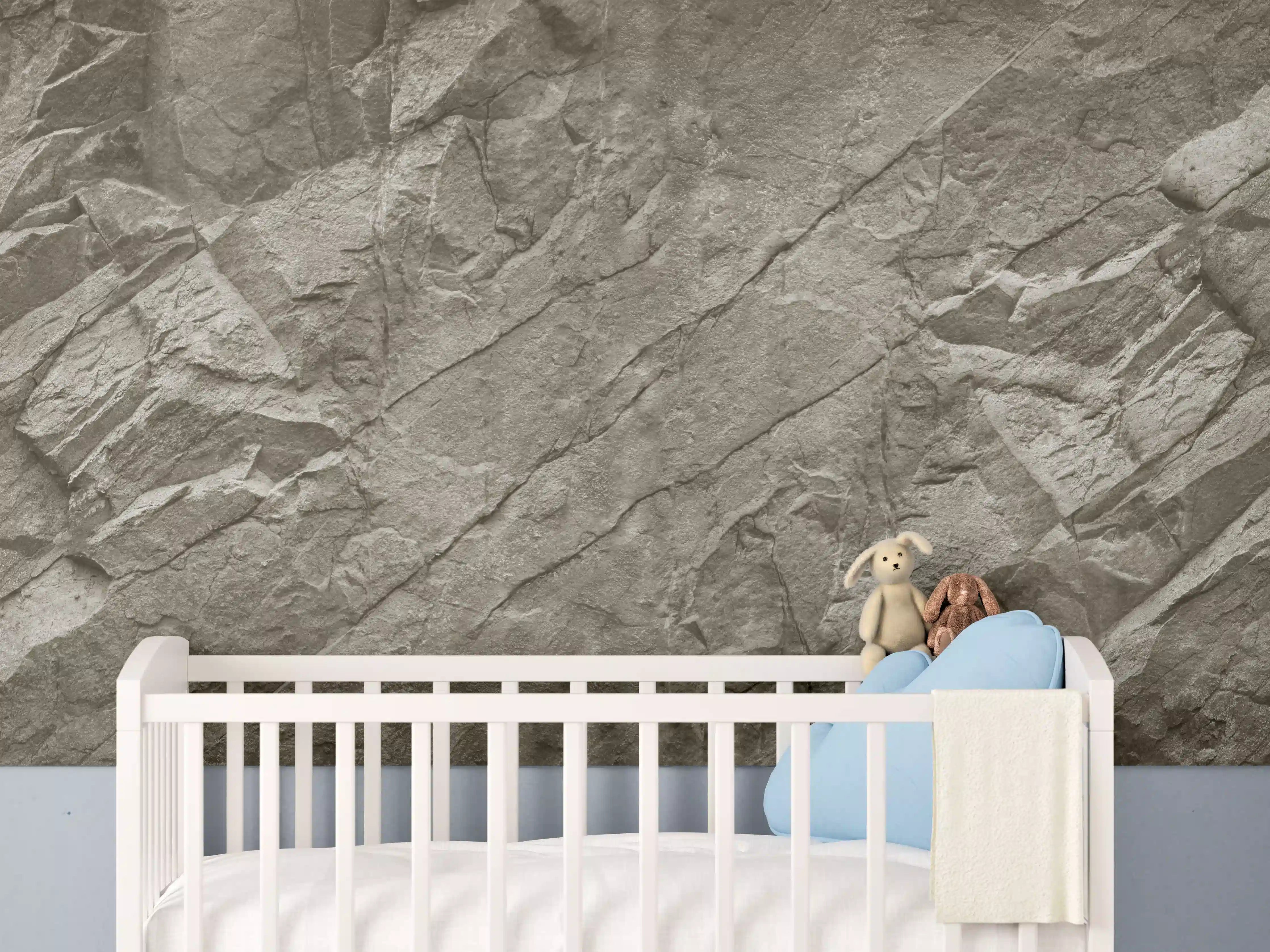 Babyzimmer Wandgestaltung - Braun-Graue Steintextur