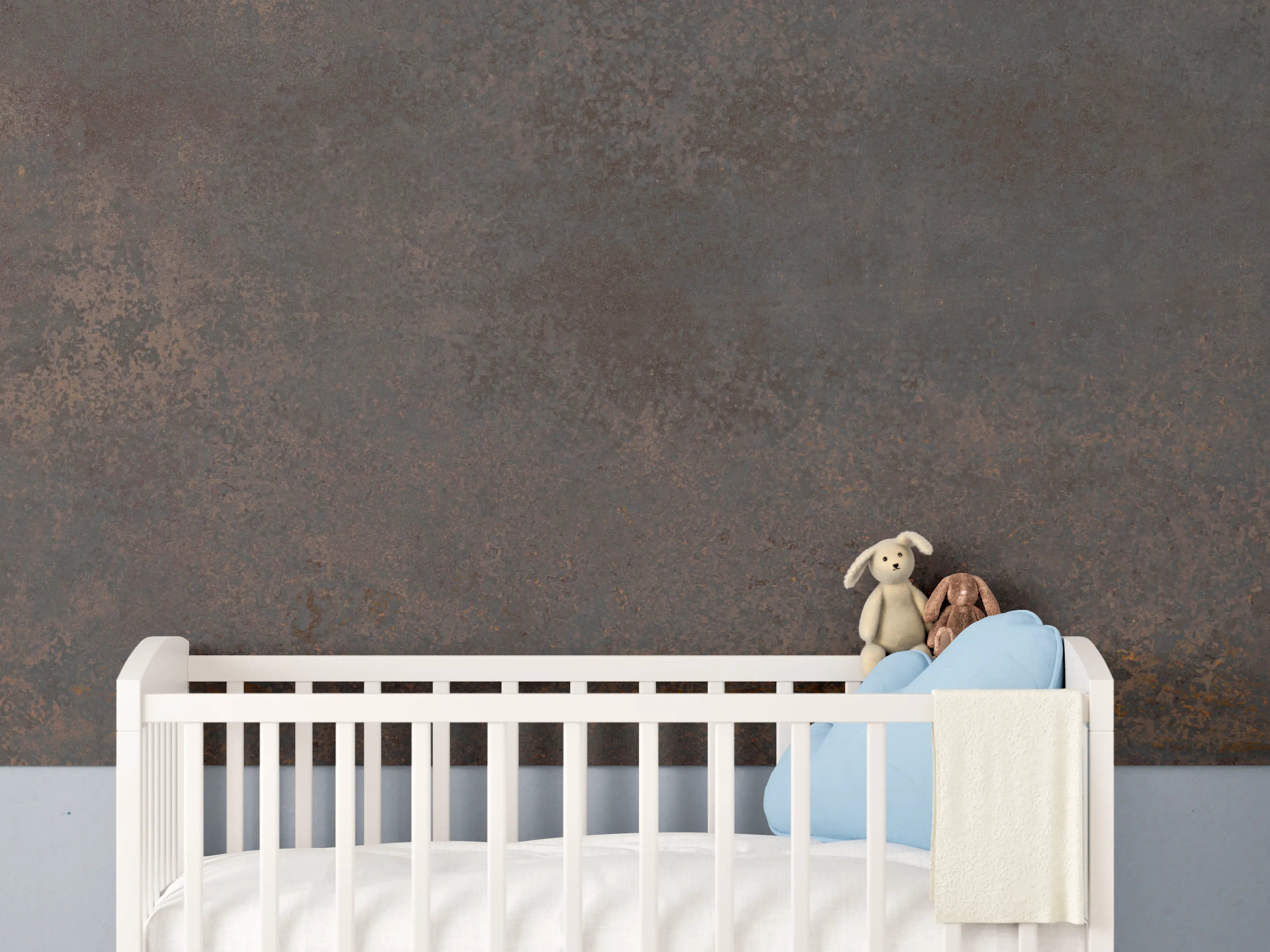 Babyzimmer Wandgestaltung - Braun-Grauer Zement
