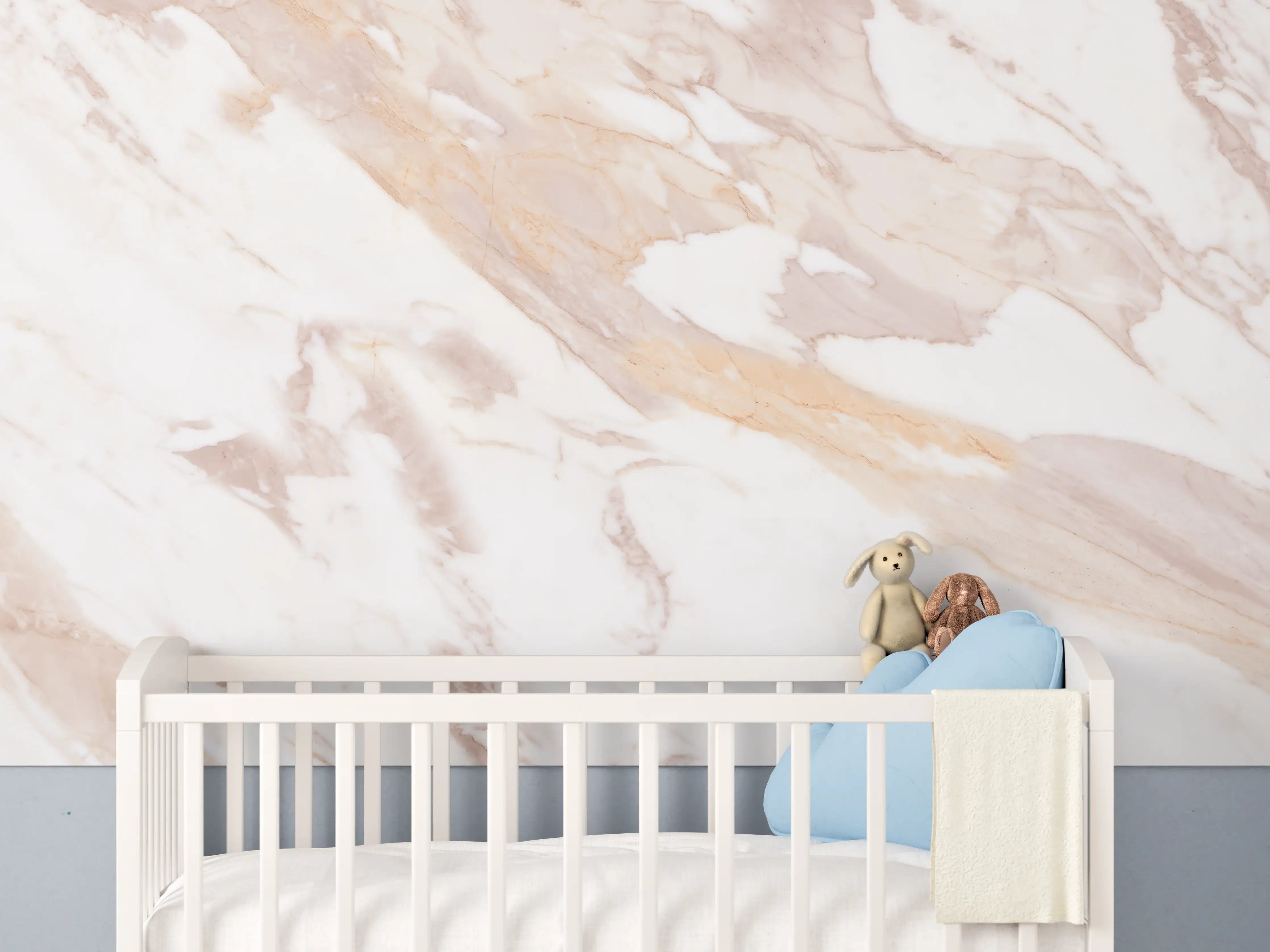 Babyzimmer Wandgestaltung - Braun-beiger Marmor