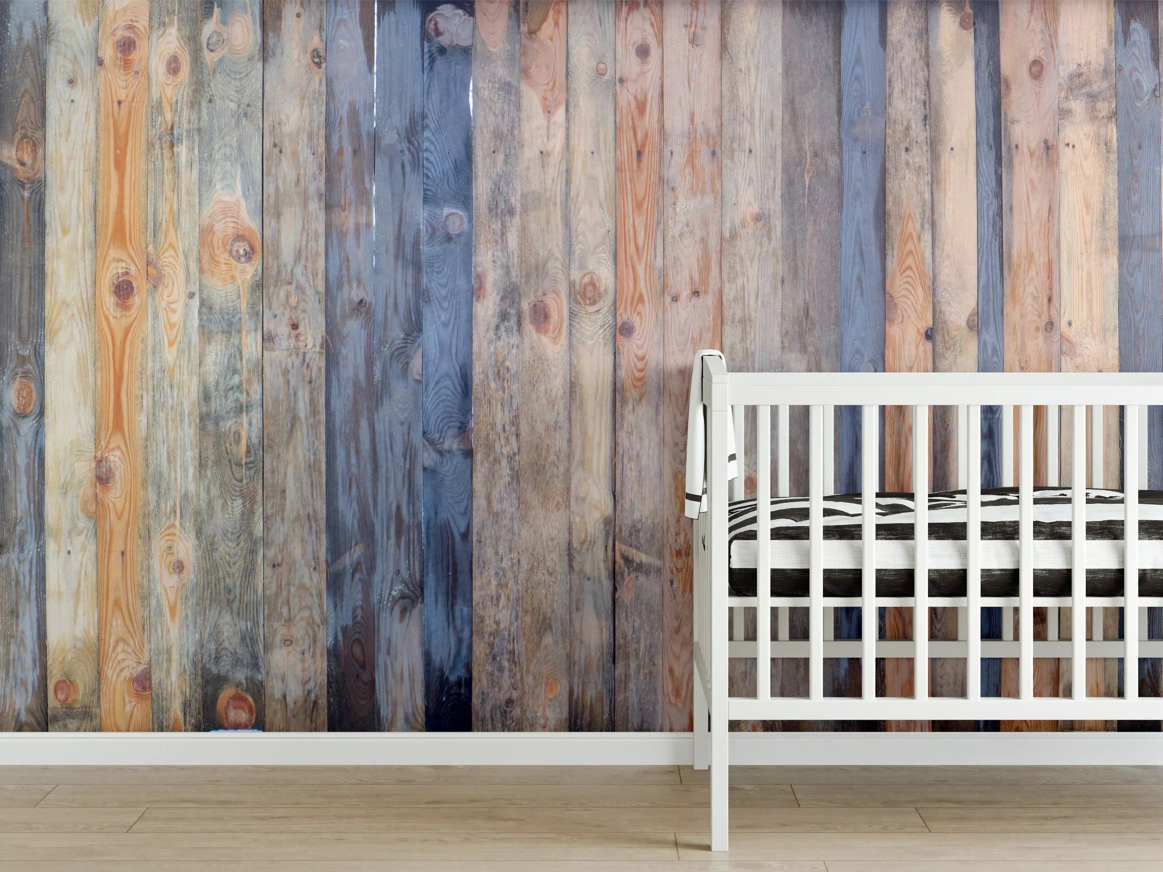 Babyzimmer Wandgestaltung - Braune Holz Wandtextur